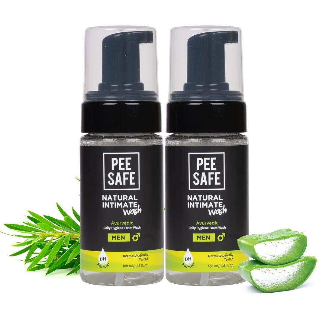 Pee Safe Natural Intimate Wash For Men| 100% Alcohol-Free | Ph Balanced | Ayurvedic Daily Hygiene Wash | Lemongrass Fragrance | Paraben-Free | Sulfate-Free | 100Ml Pack Of 2