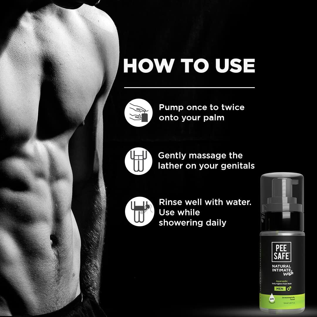 Pee Safe Natural Intimate Wash For Men| 100% Alcohol-Free | Ph Balanced | Ayurvedic Daily Hygiene Wash | Lemongrass Fragrance | Paraben-Free | Sulfate-Free | 100Ml Pack Of 2