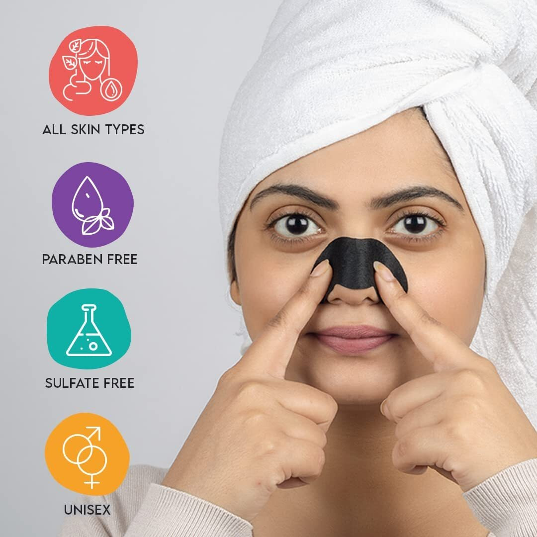 Furr By Pee Safe Blackhead Remover Bamboo Charcoal Nose Strips (Pack Of 6) | With Aloe Vera & Tea Tree Oil | Reduces & Prevents Blackheads, Whiteheads, Dirt And Oil | Cleanses Pores