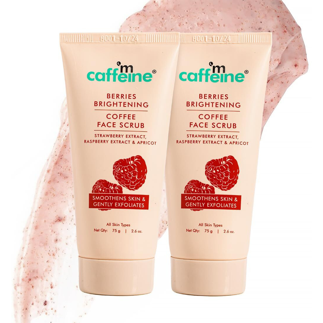 Mcaffeine Berries Brightening Coffee Face Scrub For Glowing Skin | Gently Exfoliates, Smoothes & Improves Skin Tone | Removes Tan & Dead Skin | For Women & Men - Pack Of 2 - 75Gm