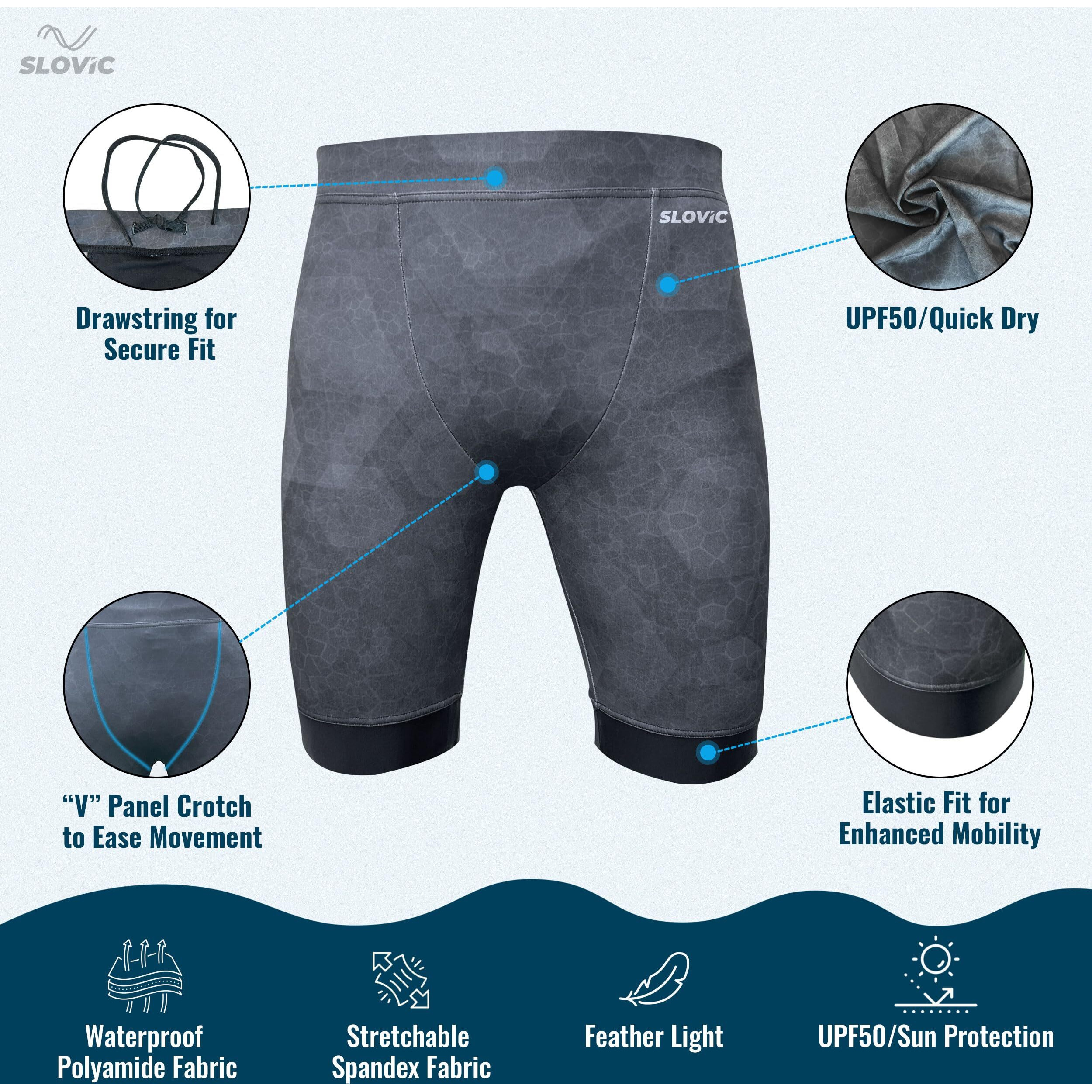 Slovic Swimming Shorts For Men | Swimming Costume For Men | Swimming Trunk, Boys Swim Suit For Men Easy Adjustable, Breathable, Quick Drying Shorts For Swimming, Running Sports Shorts, Medium | Grey