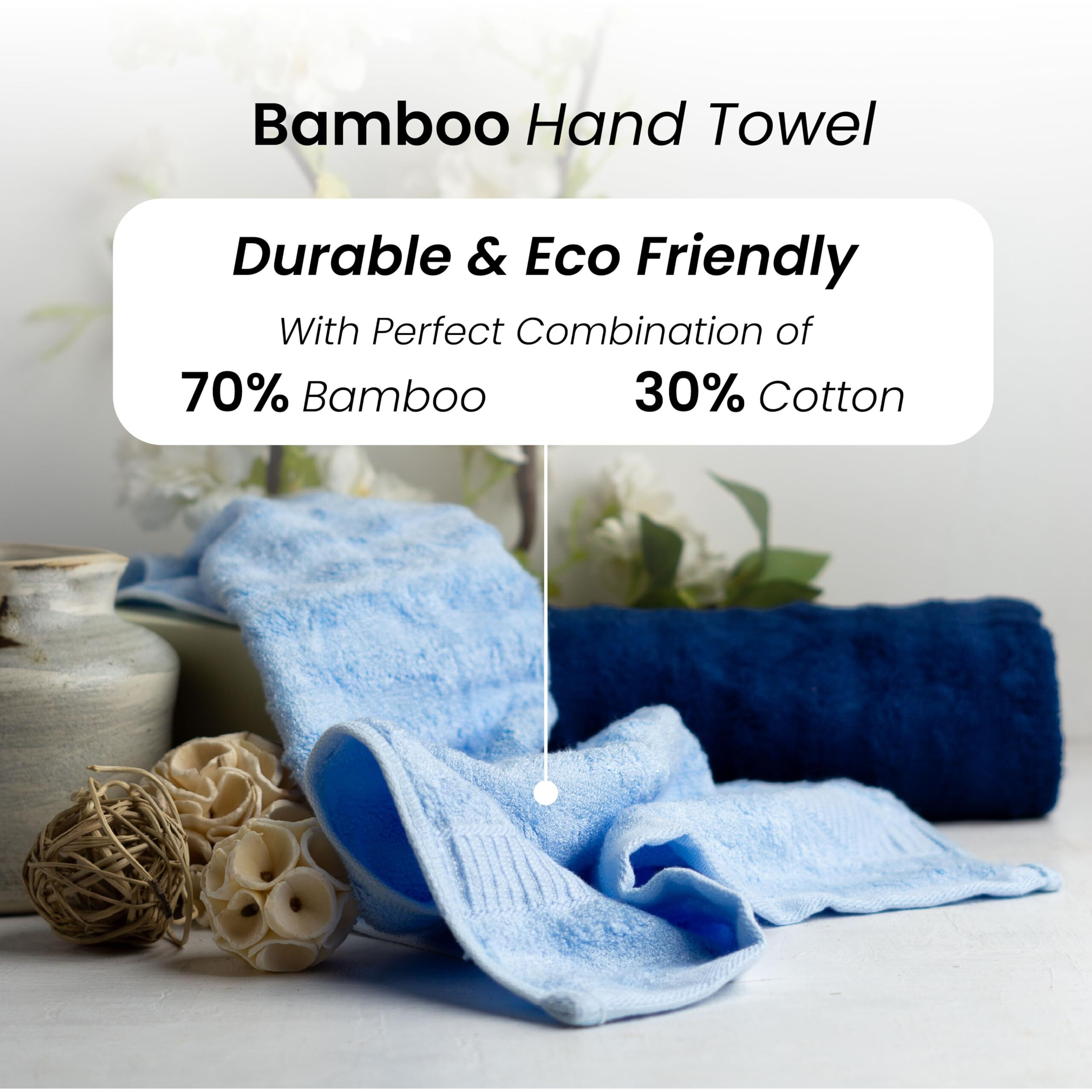 Mush Bamboo Hand Towels Set Of 2 | 100% Bamboo Gym Towel For Men/Women Workout | Ultra Soft, Absorbent & Quick Dry Towel For Gym, Travel, Sports And Yoga | 75 X 35 Cms | 600 Gsm (Navy & Sky Blue)