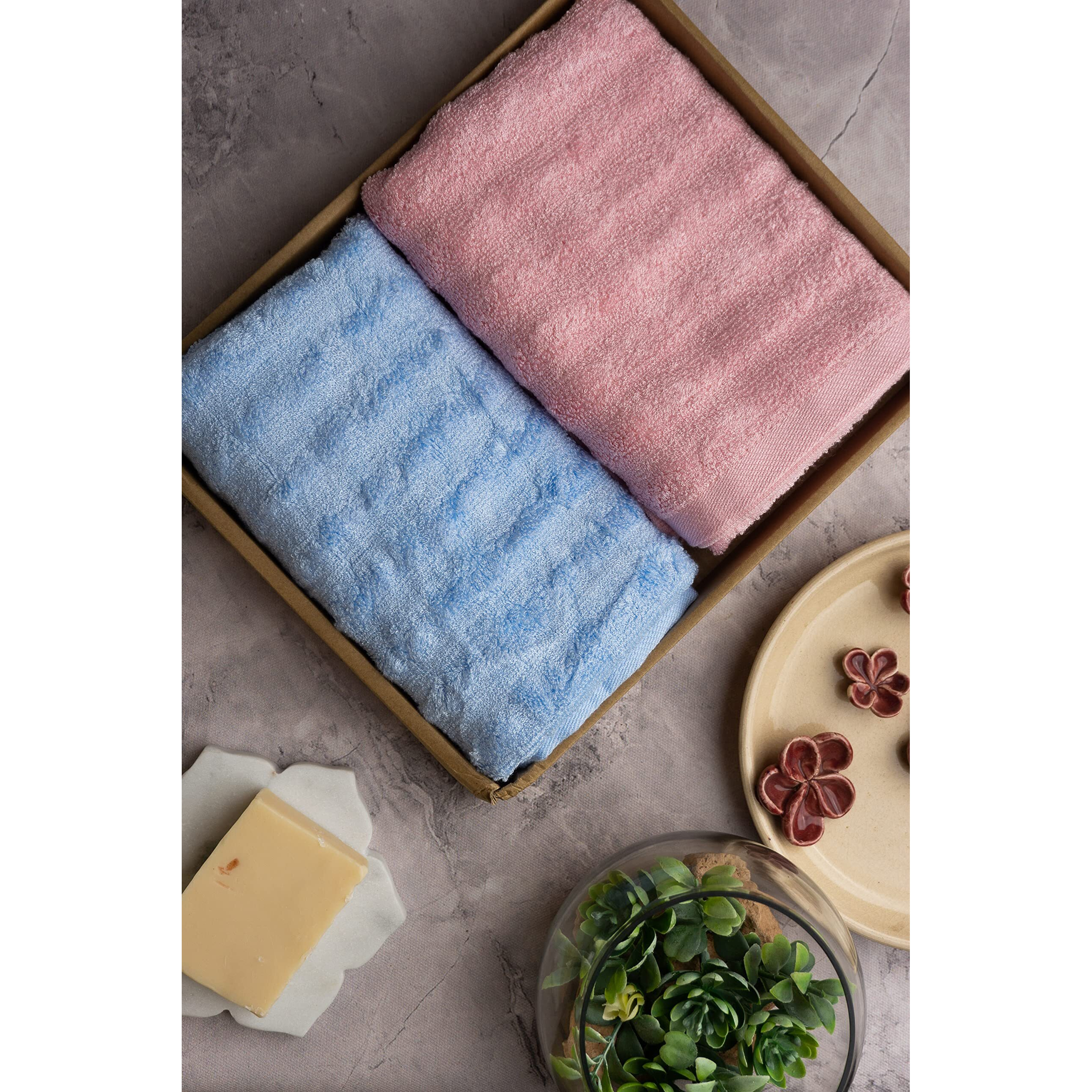 Mush Bamboo Hand Towels Set Of 6 | 100% Bamboo Gym Towel For Men/Women Workout | Ultra Soft, Absorbent & Quick Dry Towel For Gym, Travel, Sports And Yoga | 75 X 35 Cms | 600 Gsm (Sky Blue & Pink)
