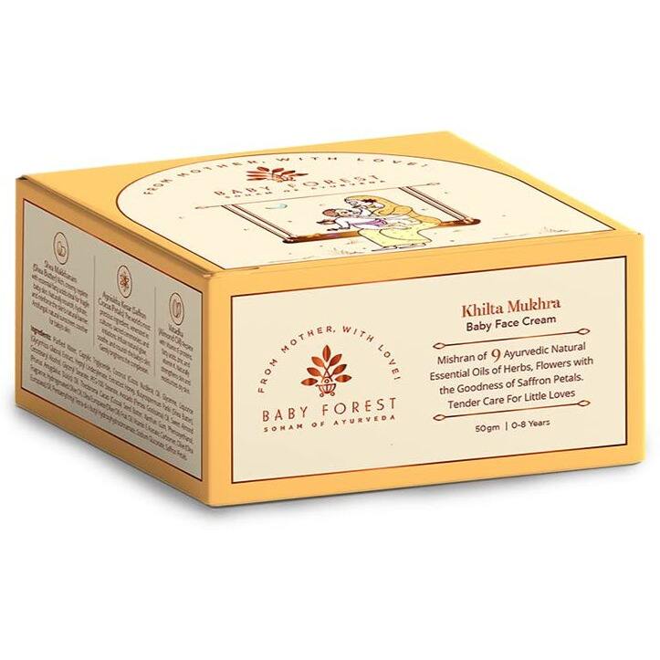 Baby Forest Khilta Mukhra Baby Face Cream 50 Gm | Shea Butter, Saffron, & Almond Oil | Ayurvedic & Organic Kids Face Cream | Derma Safe