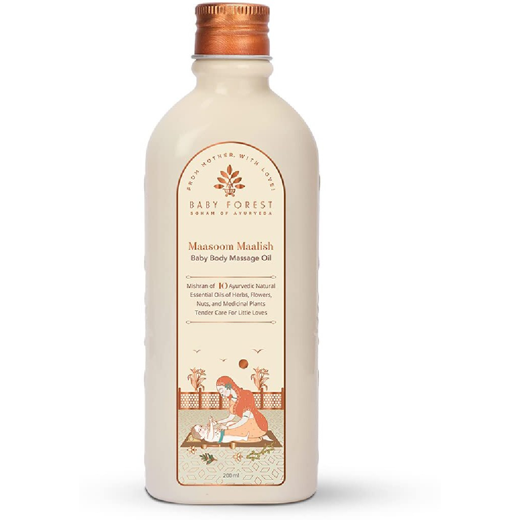 Baby Forest Maasoom Maalish Baby Body Massage Oil | Ayurvedic Baby Massage Oil For Kids | Derma Safe | Cruelty-Free | Vegan | 200 Ml