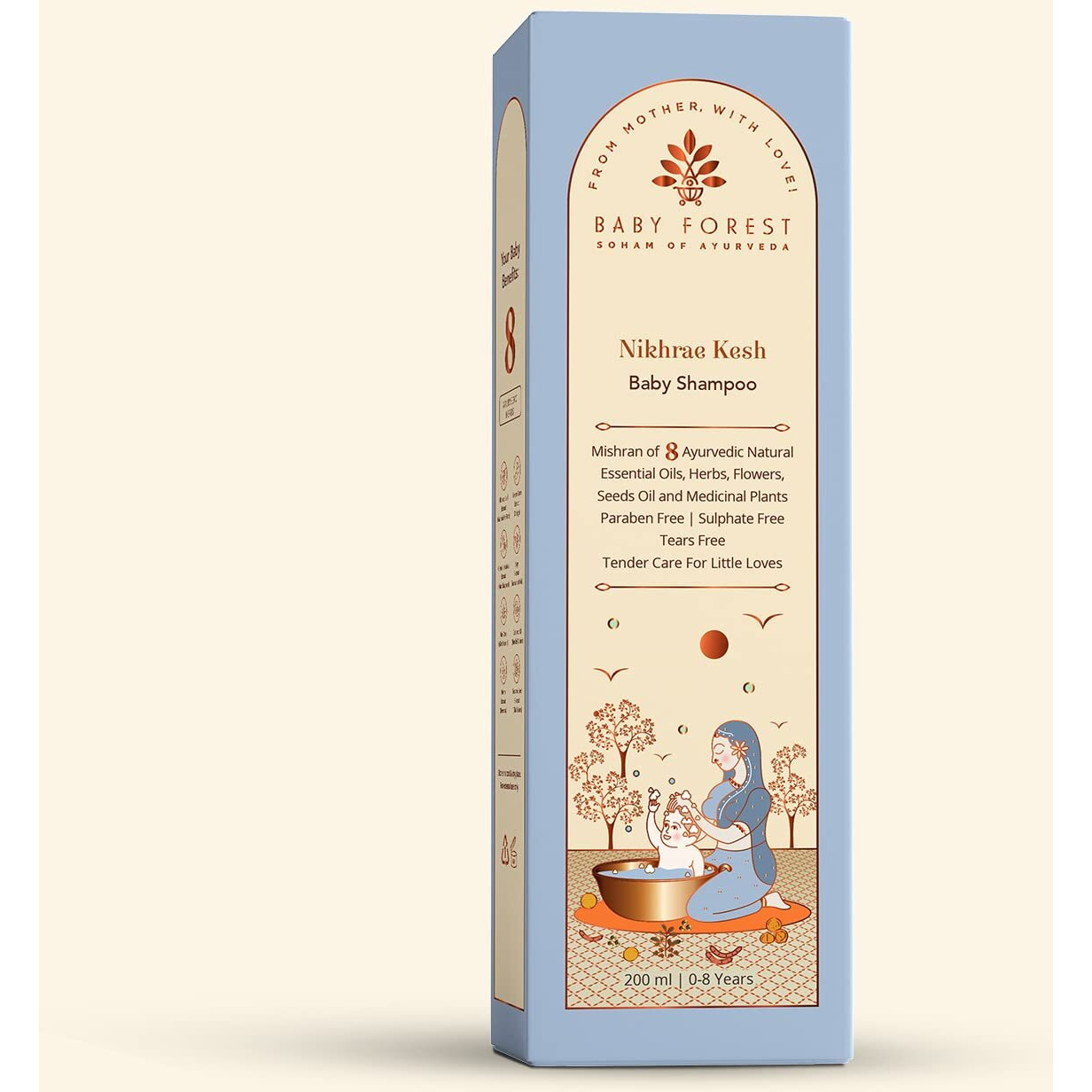 Baby Forest Nikhrae Kesh Baby Shampoo Infused With Paraben- Free | Contains 8 Ayurvedic Natural Essential Oils, Herbs, Flowers, Seeds Oil & Medicinal Plants | 200Ml