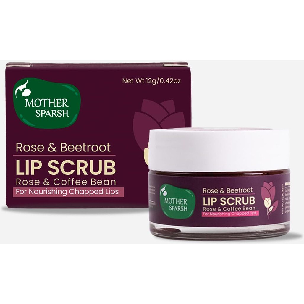 Mother Sparsh Rose & Beetroot Lip Lightening Scrub | Heals Dry Chapped With Rose & Coffee Beans- 12Gm