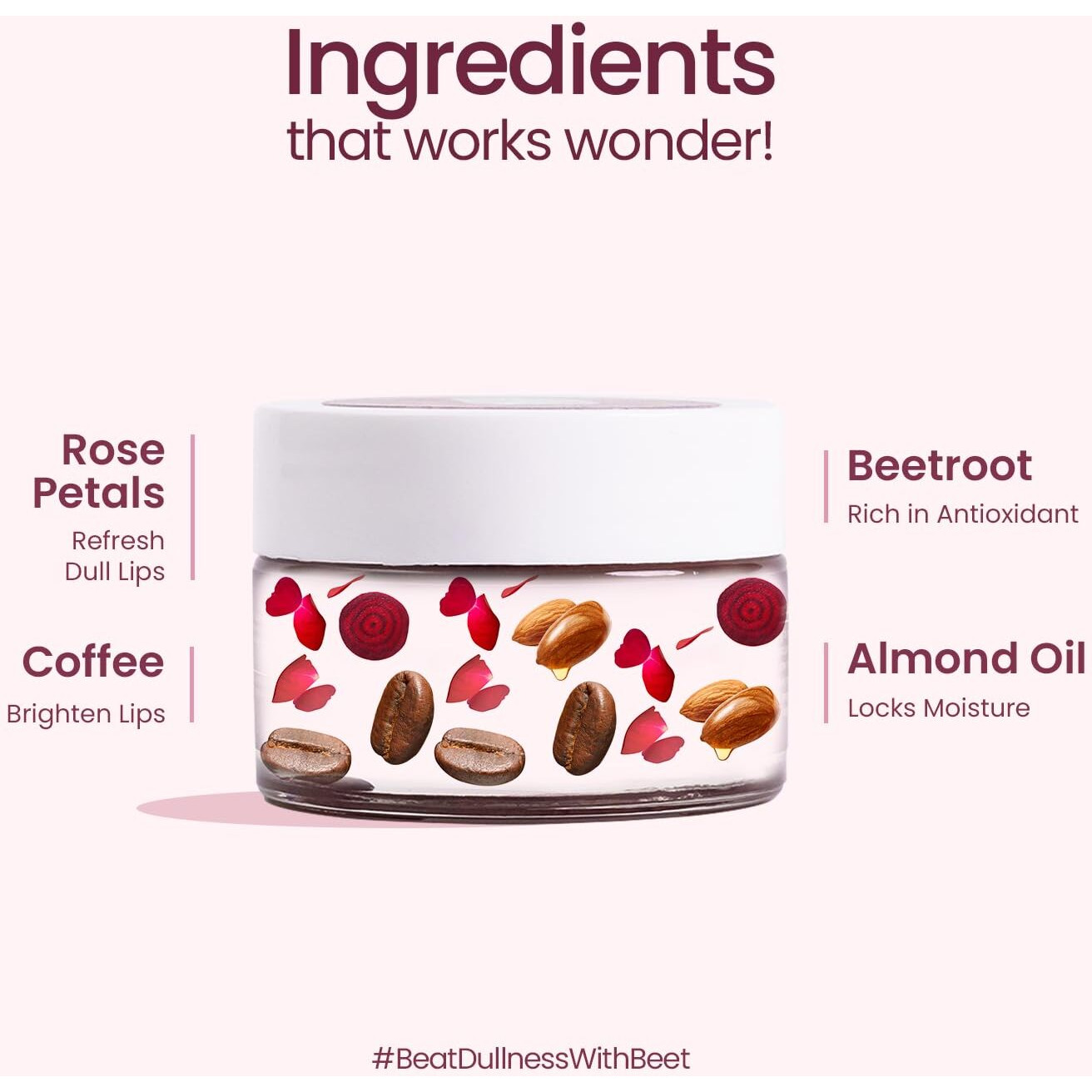 Mother Sparsh Rose & Beetroot Lip Lightening Scrub | Heals Dry Chapped With Rose & Coffee Beans- 12Gm