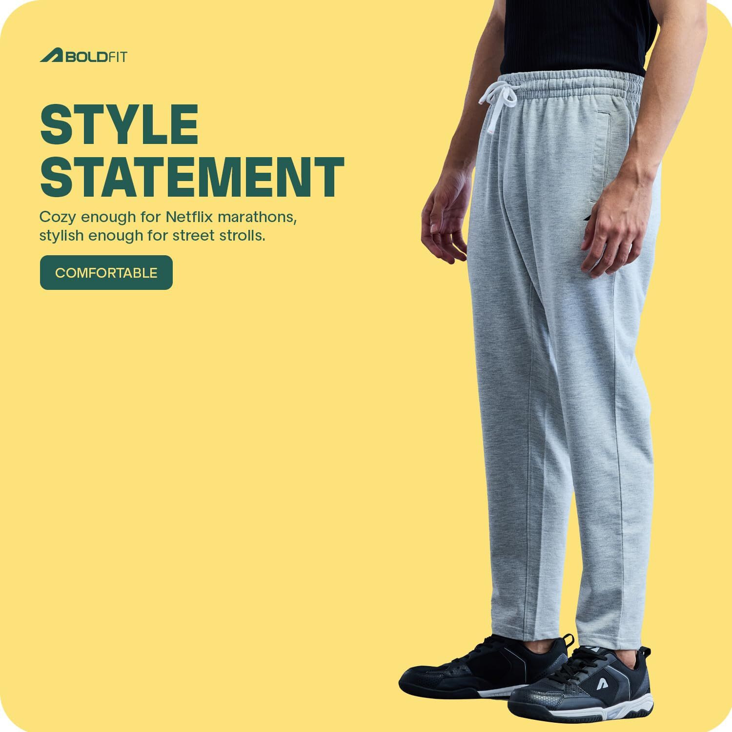 Boldfit Relaxed Fit Mid Rise Track Pant For Men For Running,Gym Sports Lower For Men & Boys Summer Track Pants Multipurpose Mens Lower Activewear Trousers Sports Night Pants Grey Medium