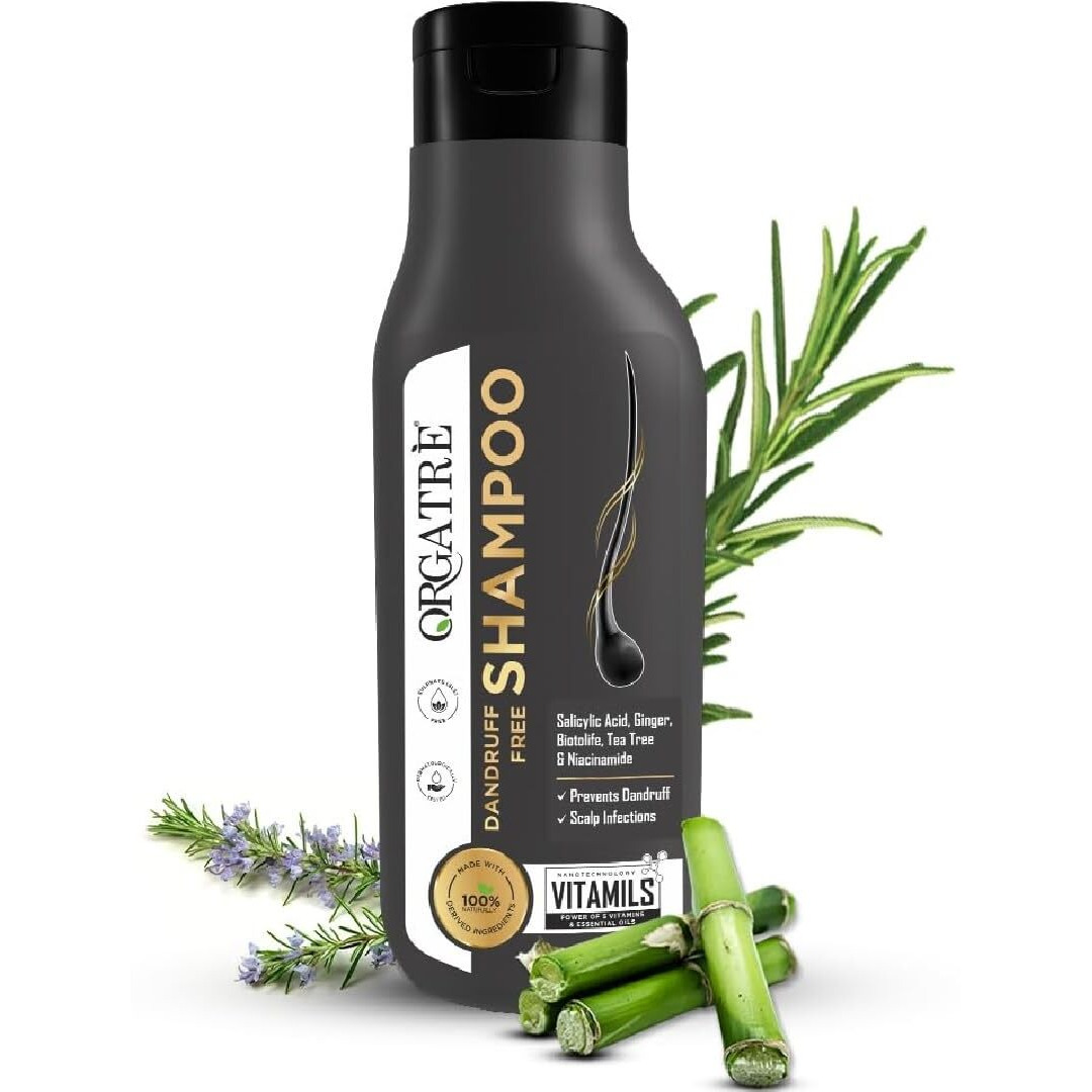 Orgatre Tea Tree, Ginger & Rosemary Anti-Dandruff Shampoo - 250Ml | Soothes Scalp & Reduces Flakes | No Dryness | For All Hair Types | Men & Women