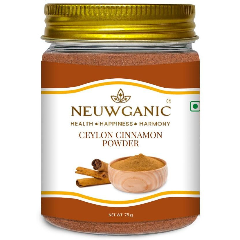 Neuwganic - Natural Ceylon Cinnamon Powder | Pure & Natural Dalchini | Indian Organic Spices | Ideal For Making Cookies/Masala Tea/Desserts | 75 Gm Pack Of 1