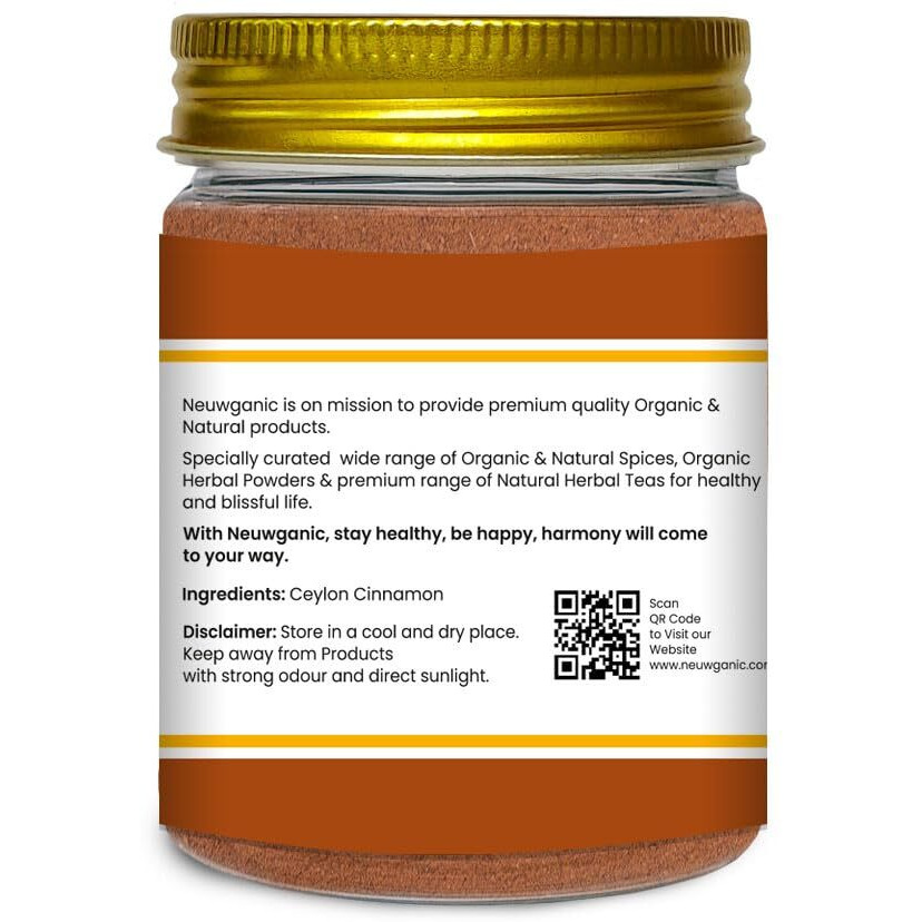 Neuwganic - Natural Ceylon Cinnamon Powder | Pure & Natural Dalchini | Indian Organic Spices | Ideal For Making Cookies/Masala Tea/Desserts | 75 Gm Pack Of 1