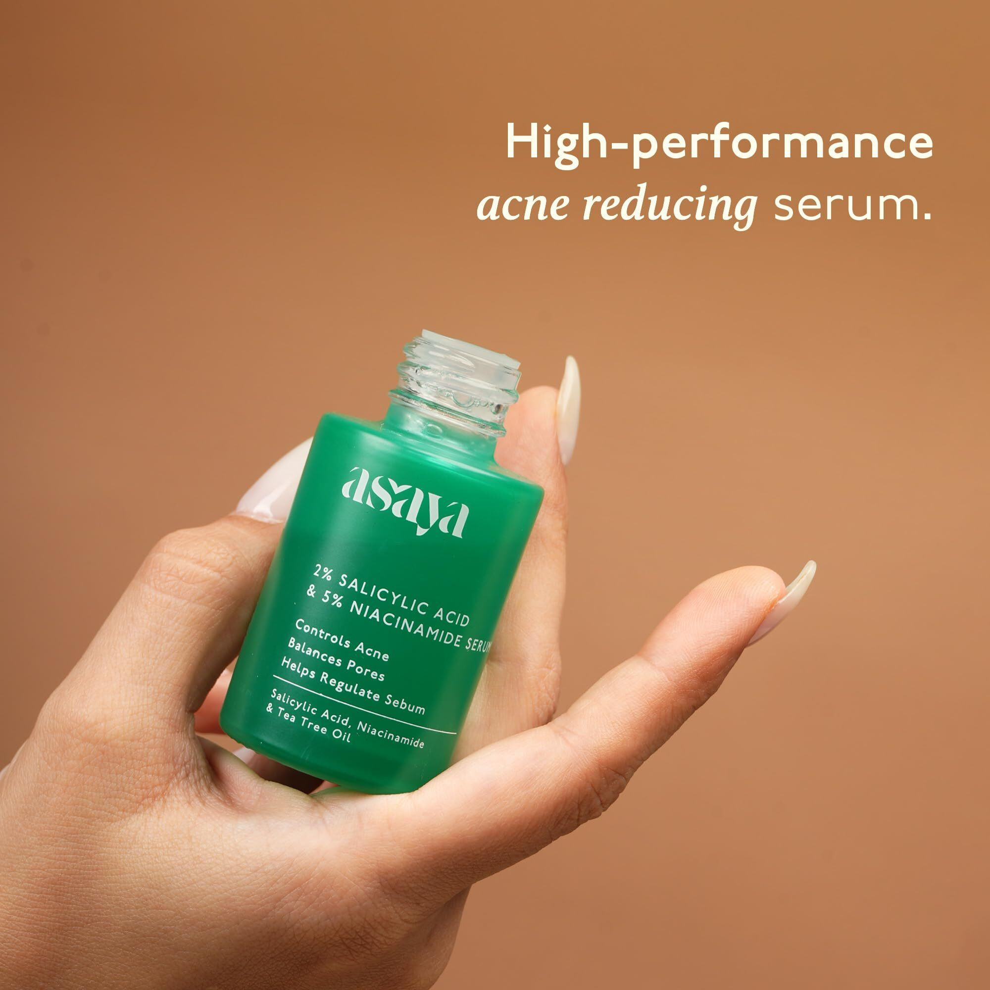 Asaya 2% Salicylic Acid Face Serum | 5% Niacinamide & Tea Tree Oil | Reduces Acne, Blackheads & Whiteheads | Unclogs Pores & Regulates Sebum | Fights Active Breakouts & Prevents Future Acne | Antibacterial & Anti-Inflammatory | Lightweight, Quick-Absorbing & Non-Greasy | For Oily, Acne-Prone & Oily, Dry & Sensitive Skin | 30Ml