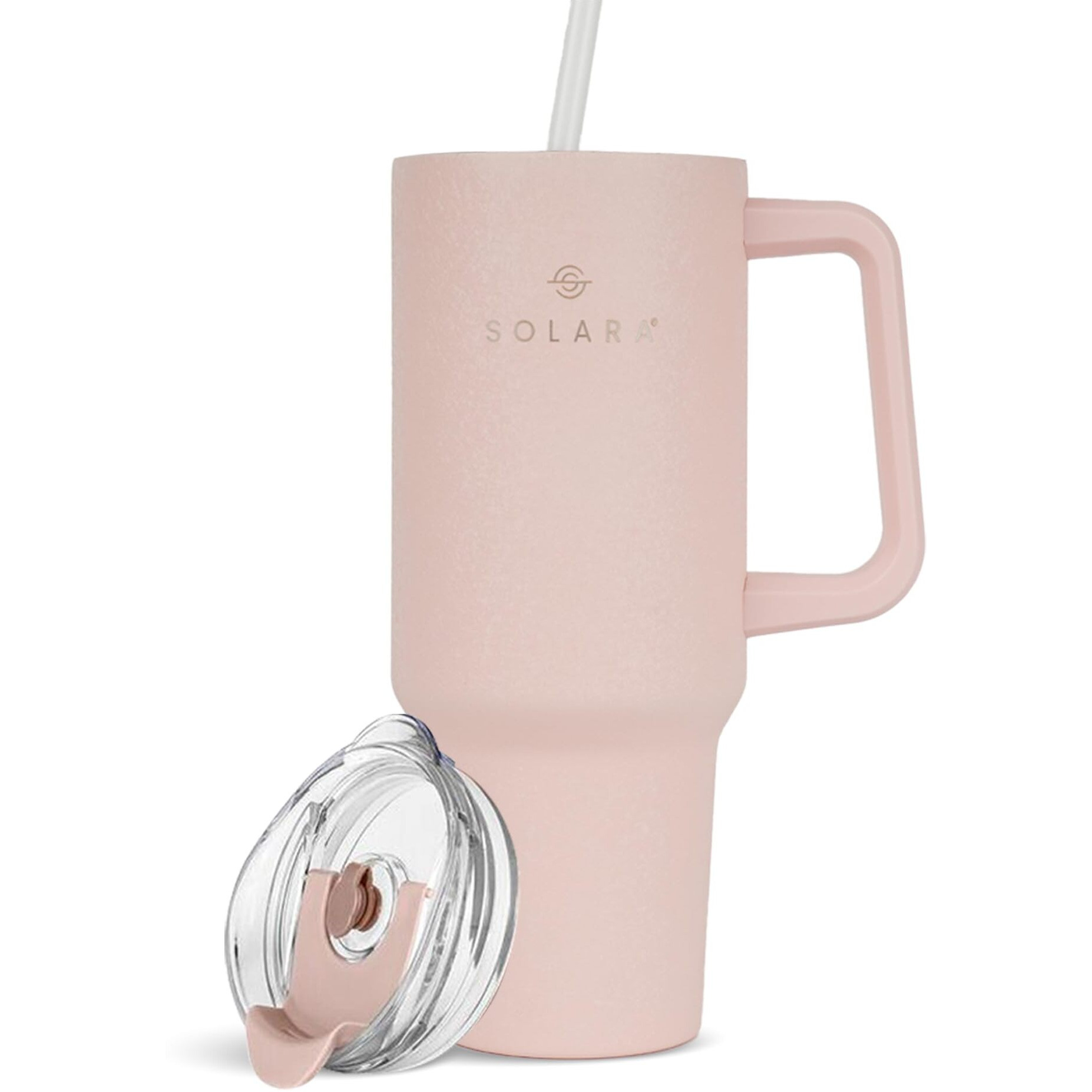 Solara Elixir 40Oz Insulated Tumbler With Straw And Lid, Tumblers For Hot And Cold, 1200Ml Stainless Steel Tumbler With Straw, Travel Mug, Coffee Mug For Office, Home, Dusky Pink