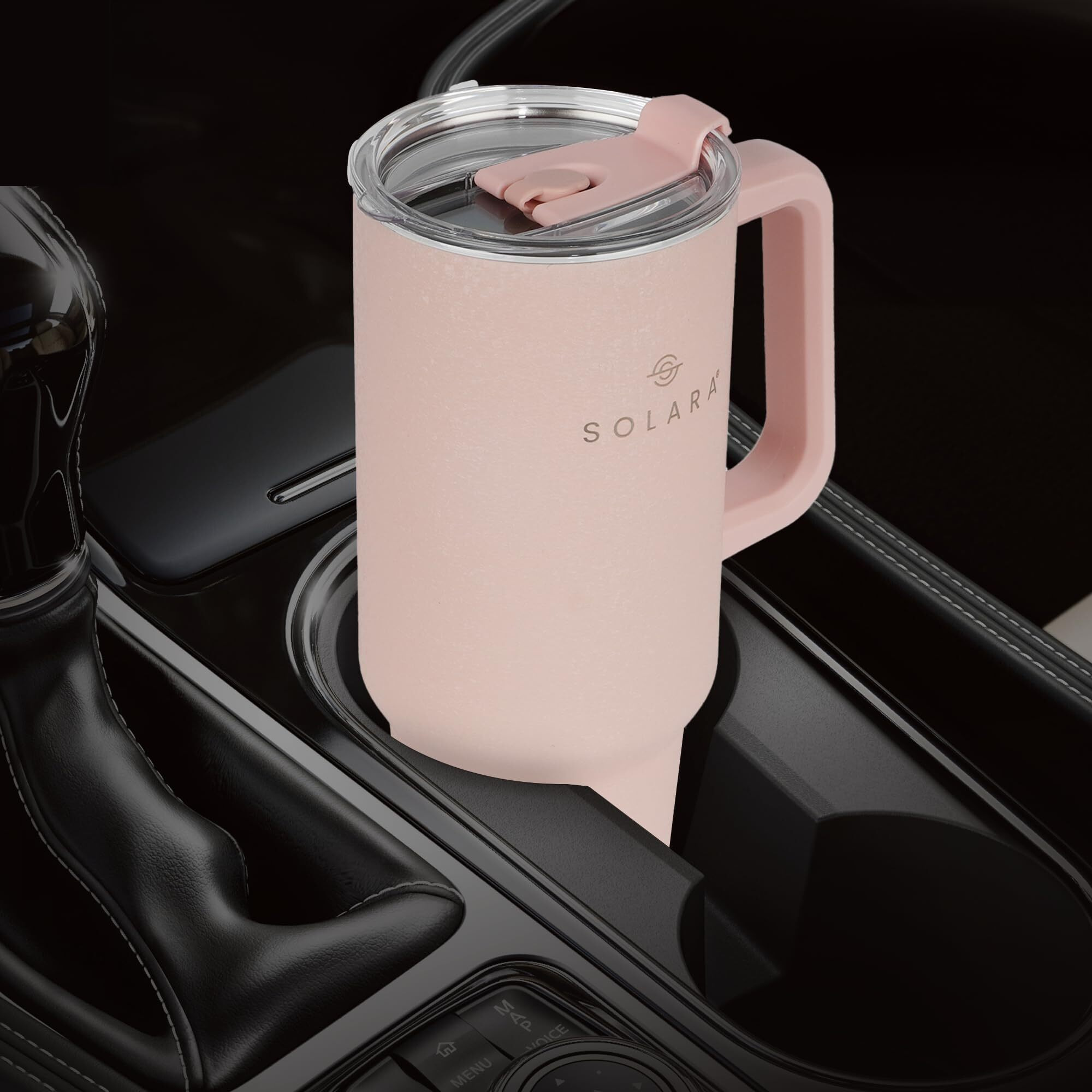 Solara Elixir 40Oz Insulated Tumbler With Straw And Lid, Tumblers For Hot And Cold, 1200Ml Stainless Steel Tumbler With Straw, Travel Mug, Coffee Mug For Office, Home, Dusky Pink
