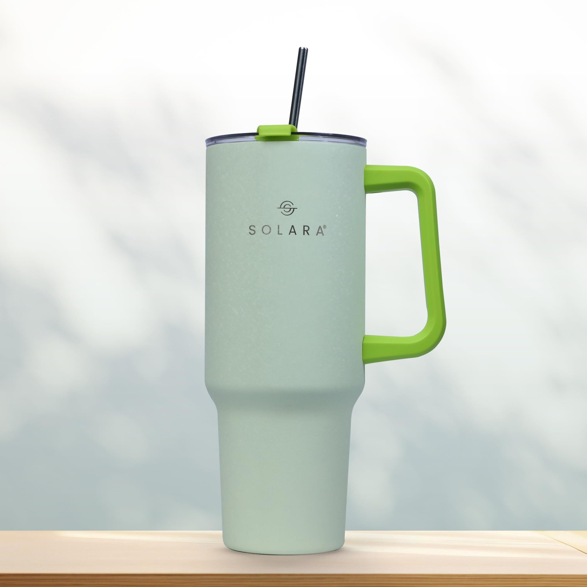 Solara Elixir 40Oz Insulated Tumbler With Straw And Lid, Tumblers For Hot And Cold, 1200Ml Stainless Steel Tumbler With Straw, Travel Mug, Coffee Mug For Office, Home, Lemon Drop