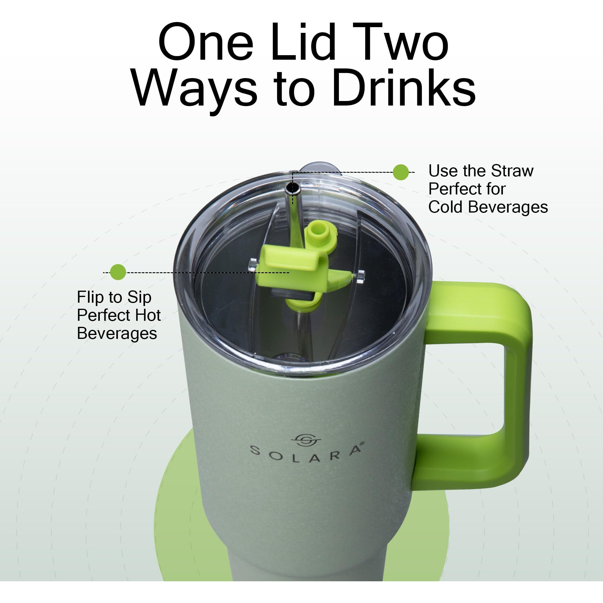 Solara Elixir 40Oz Insulated Tumbler With Straw And Lid, Tumblers For Hot And Cold, 1200Ml Stainless Steel Tumbler With Straw, Travel Mug, Coffee Mug For Office, Home, Lemon Drop