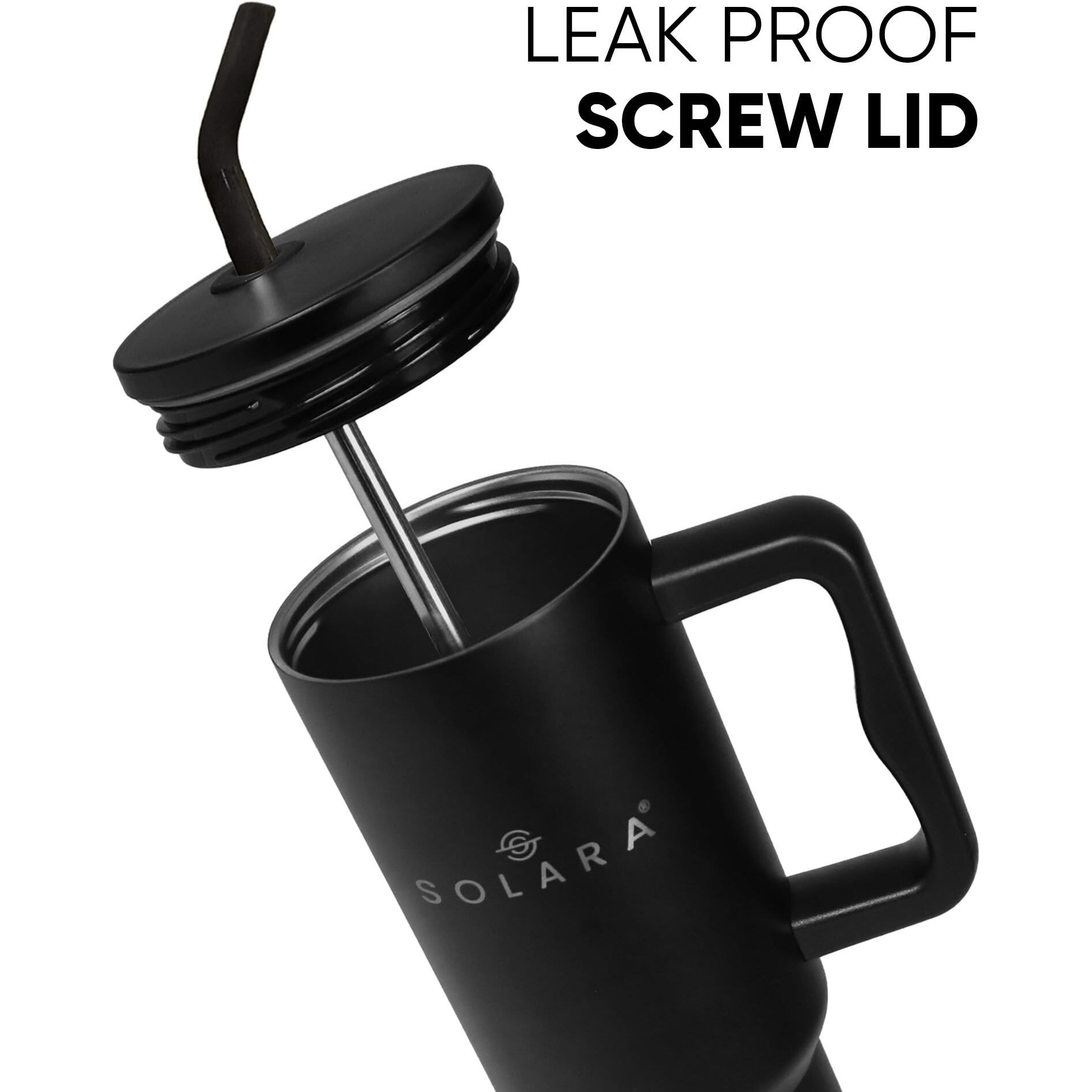 Solara Echo 40Oz Tumbler For Hot And Cold, 1200Ml Insulated Tumbler With Lid, Stainless Steel Tumbler With Straw, Travel Tumbler, Coffee Mug For Office, Home, 1200Ml, 40Oz, Black Knight