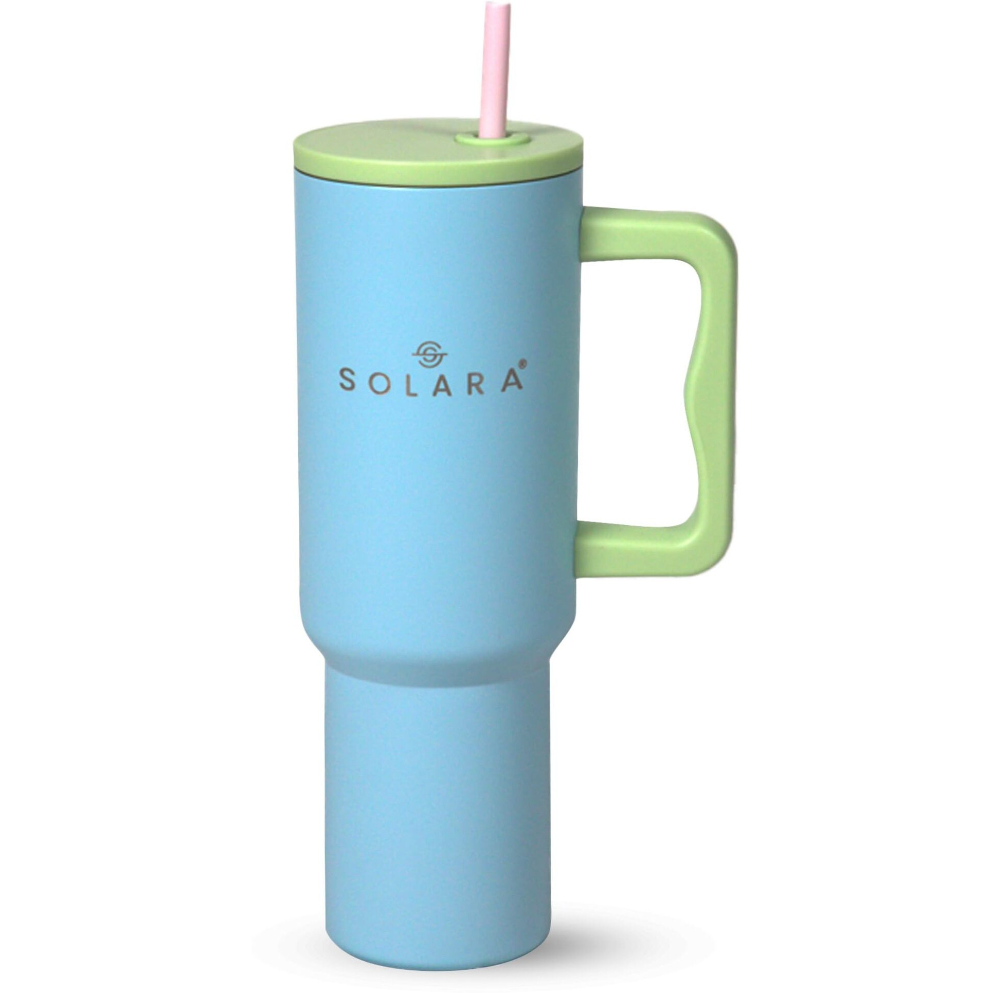 Solara Echo 1200Ml Insulated Tumbler With 2 Straws And Lid, Coffee Tumbler For Hot And Cold, 1200Ml Stainless Steel Tumbler With Straw, Leak Proof Travel Mug, Office, Home, Blue Hawaii
