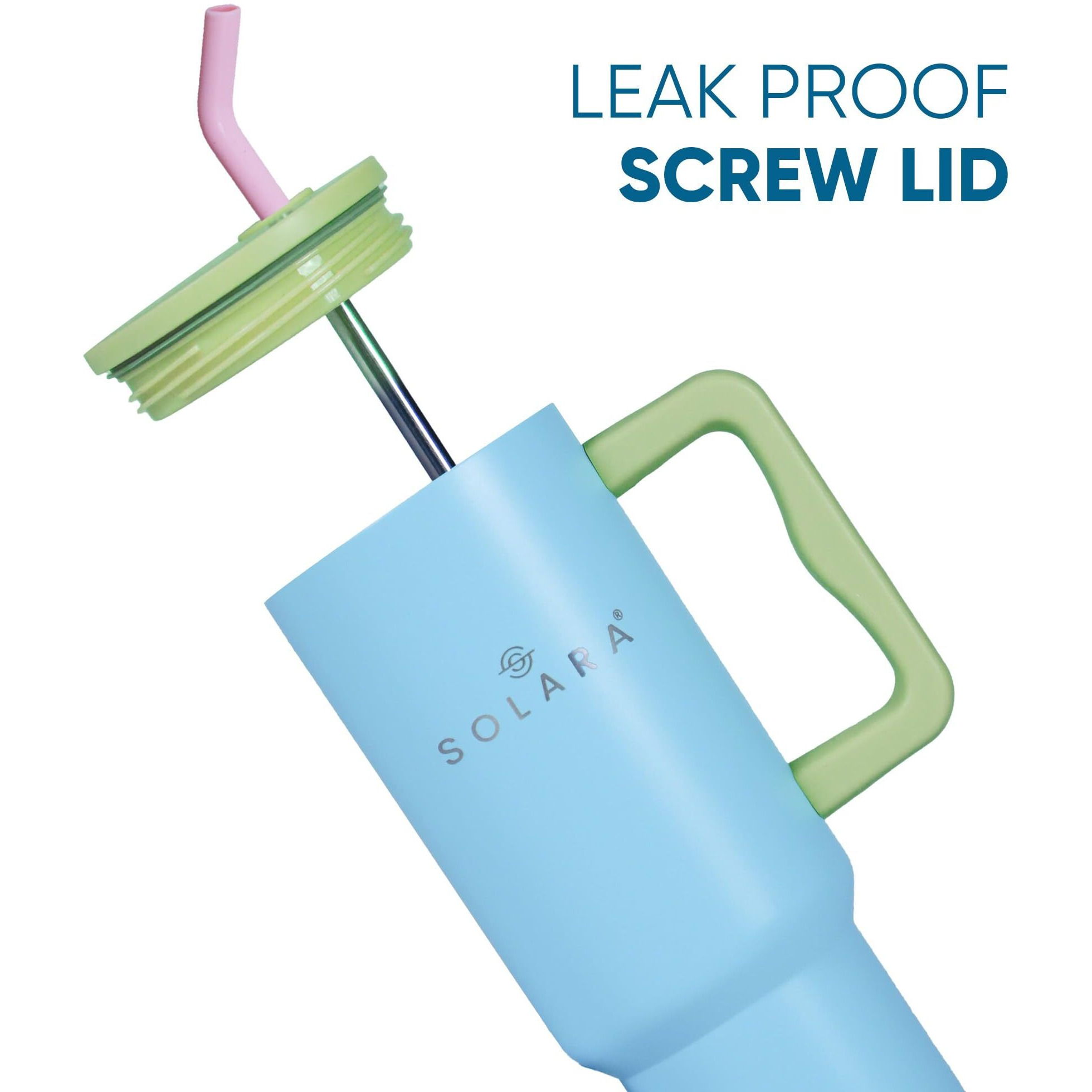 Solara Echo 1200Ml Insulated Tumbler With 2 Straws And Lid, Coffee Tumbler For Hot And Cold, 1200Ml Stainless Steel Tumbler With Straw, Leak Proof Travel Mug, Office, Home, Blue Hawaii