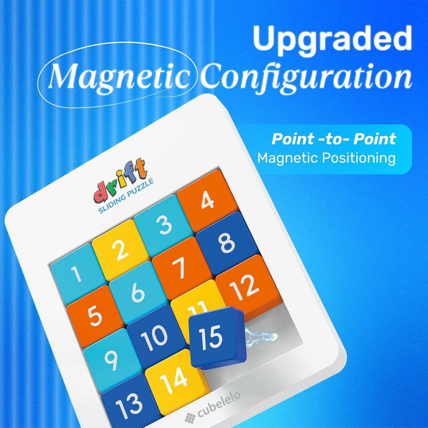 Cubelelo Drift Number Sliding Magnetic Puzzle 4X4 | Toys For 6-10 Years Old Boys & Girls | 15-Blocks Brain Teaser Puzzle Game For Kids | Educational, Learning, Activity Toy For Return & Birthday Gifts