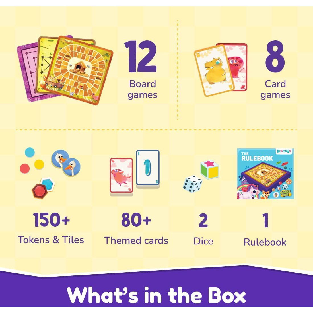 Bloomingo Board And Card Game - Game On 20 In 1 Board Game - Ludo, Chess, Checkers And More - Educational Learning Toys For Fine Motor Skills And Cognitive Development - Birthday Gift For Kids
