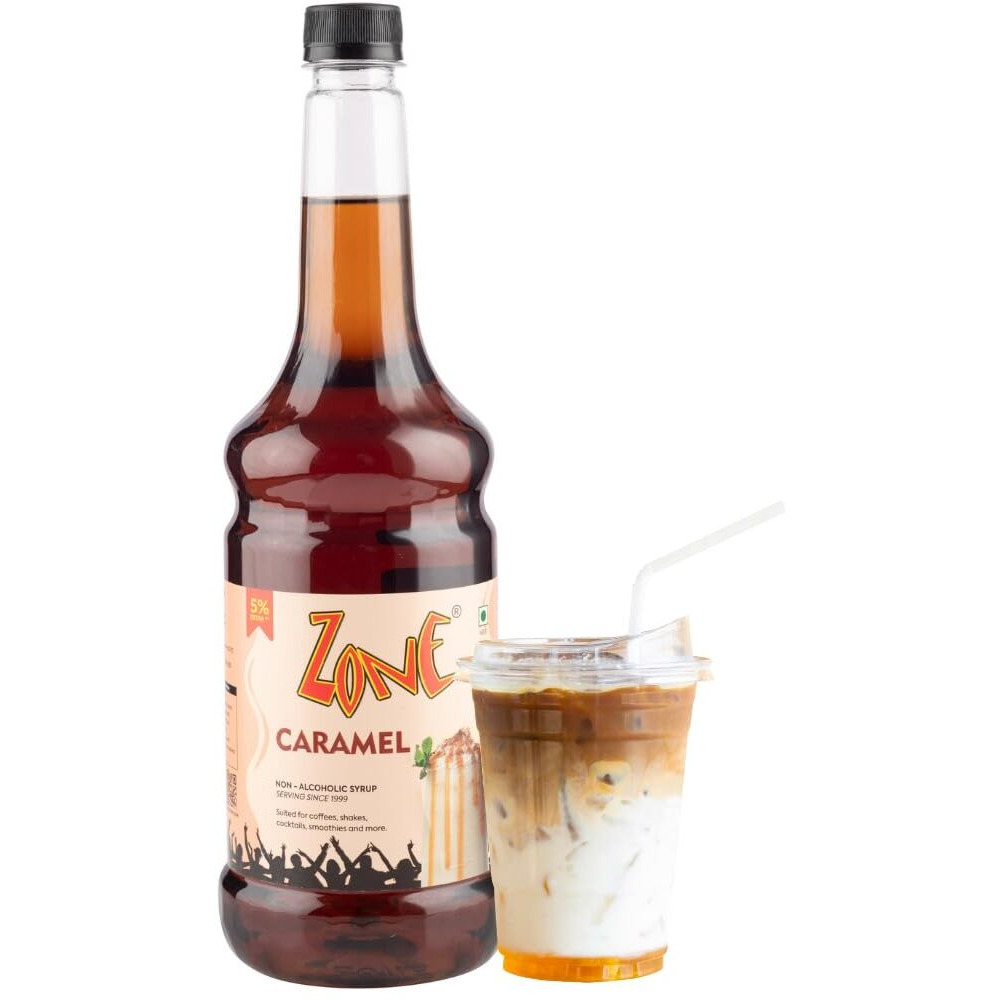 Zone Caramel Syrup 1050Ml | Rich & Velvety Caramel Taste For Coffee, Hot Chocolate, Shakes, Desserts & More | 35+ Flavours