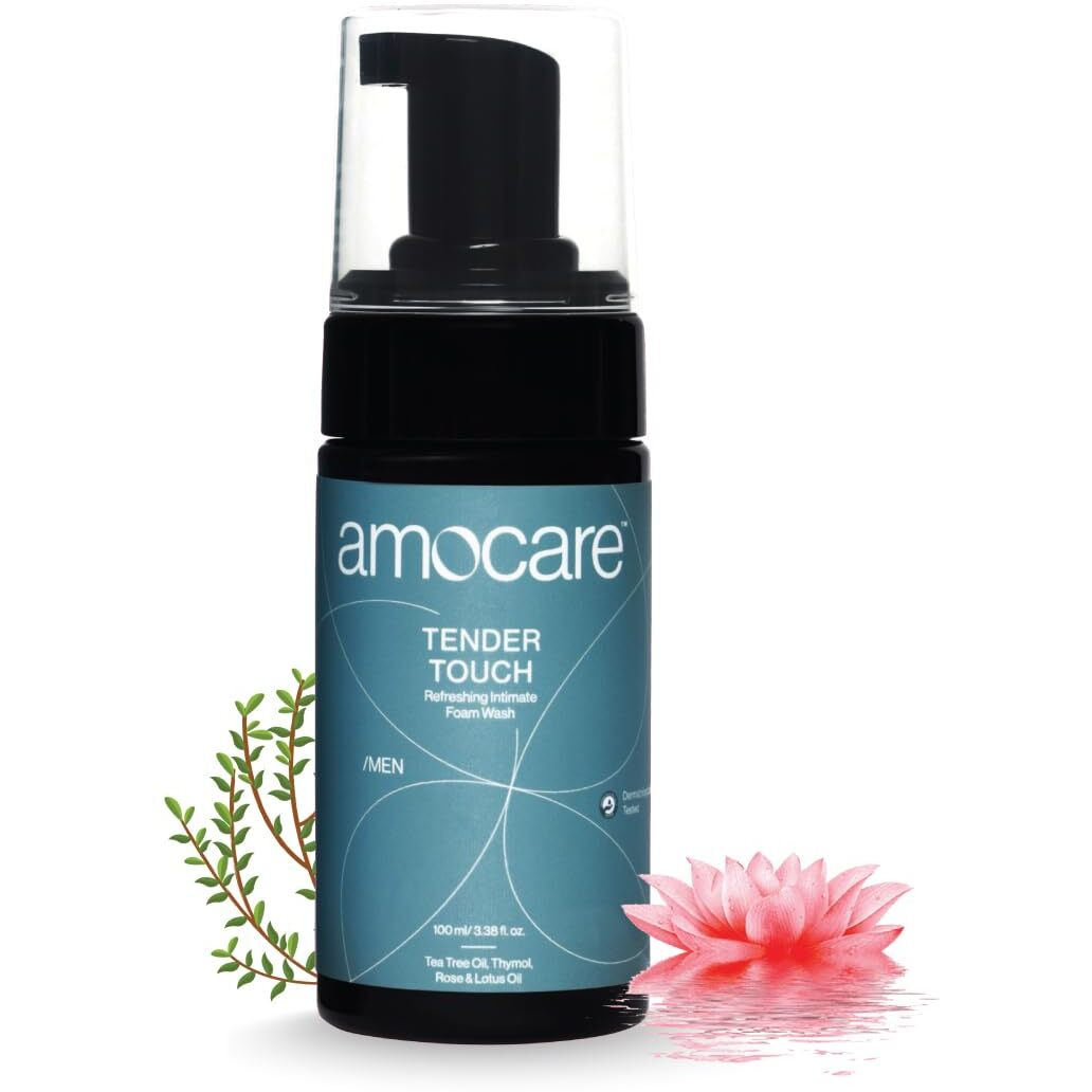 Amocare Foam Wash For Men|Ph Balanced,Hygiene Wash|Prevents Infection,Irritation&Bad Odour|Natural Fragrance|Safe For Daily Use|Tea Tree,Rose&Lotus Oil|Dermatologically Tested|Ball And Genital Wash