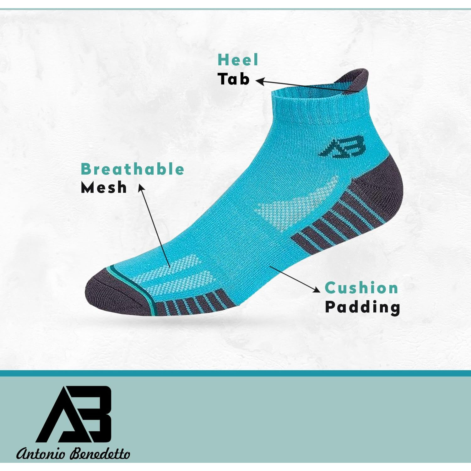 Antonio Benedetto Sports Ankle Length Unisex Socks, Made With Breathable, Anti Odour & Moisture Absorbent Combed Cotton With A Extra Durable Welt, Ideal For All Day Wear, Free Size (Pack Of 4)