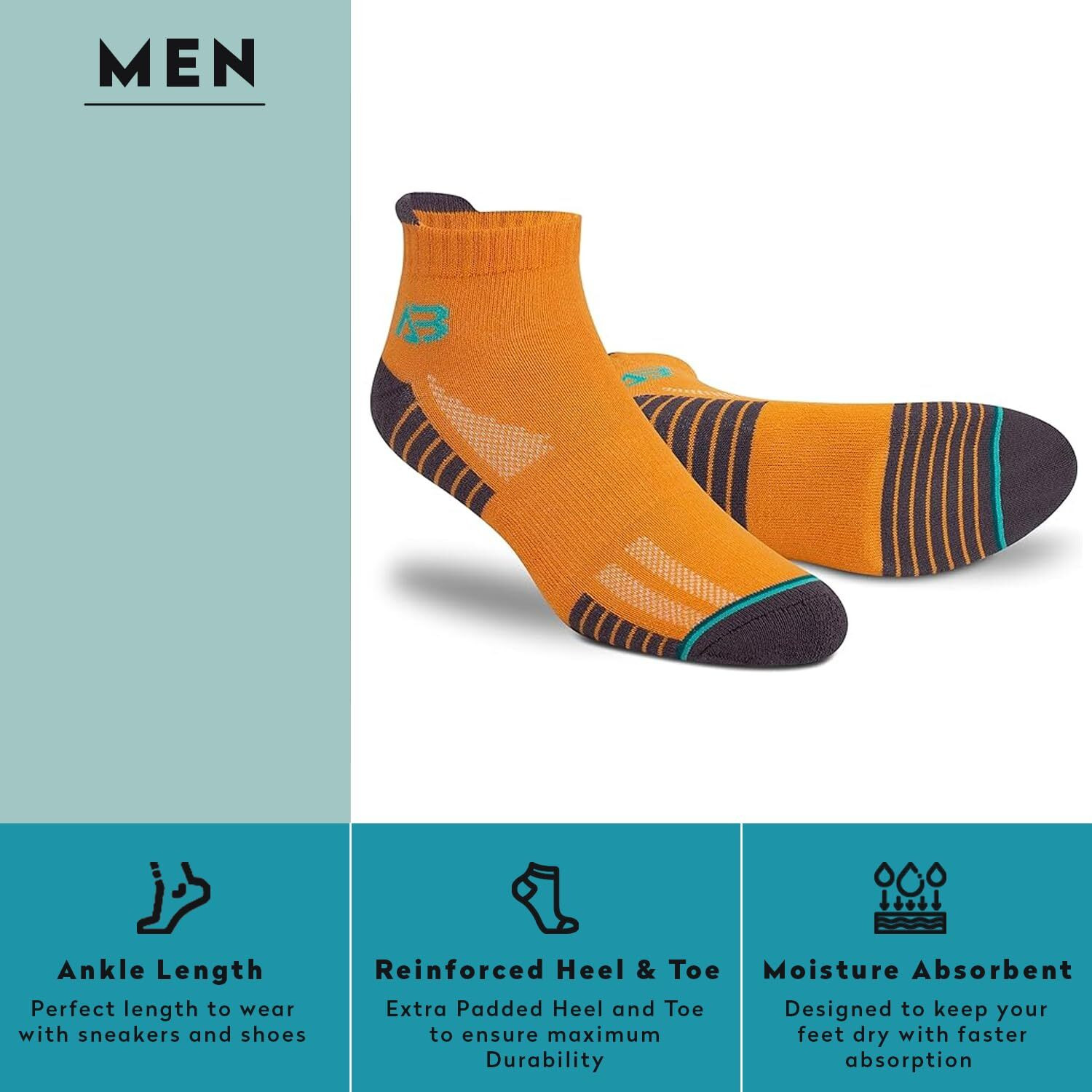 Antonio Benedetto Sports Ankle Length Unisex Socks, Made With Breathable, Anti Odour & Moisture Absorbent Combed Cotton With A Extra Durable Welt, Ideal For All Day Wear, Free Size (Pack Of 4)