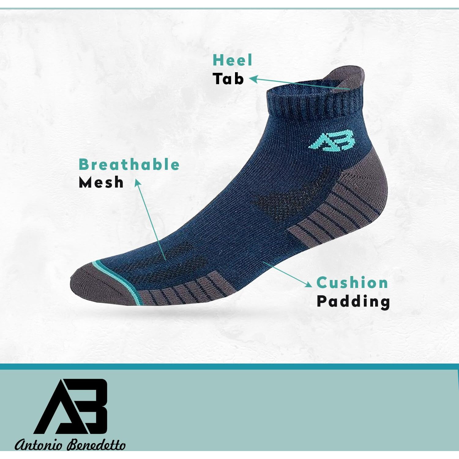 Antonio Benedetto Sports Ankle Length Unisex Socks, Made With Breathable, Anti Odour & Moisture Absorbent Combed Cotton With A Extra Durable Welt, Ideal For All Day Wear, Free Size (Pack Of 4)