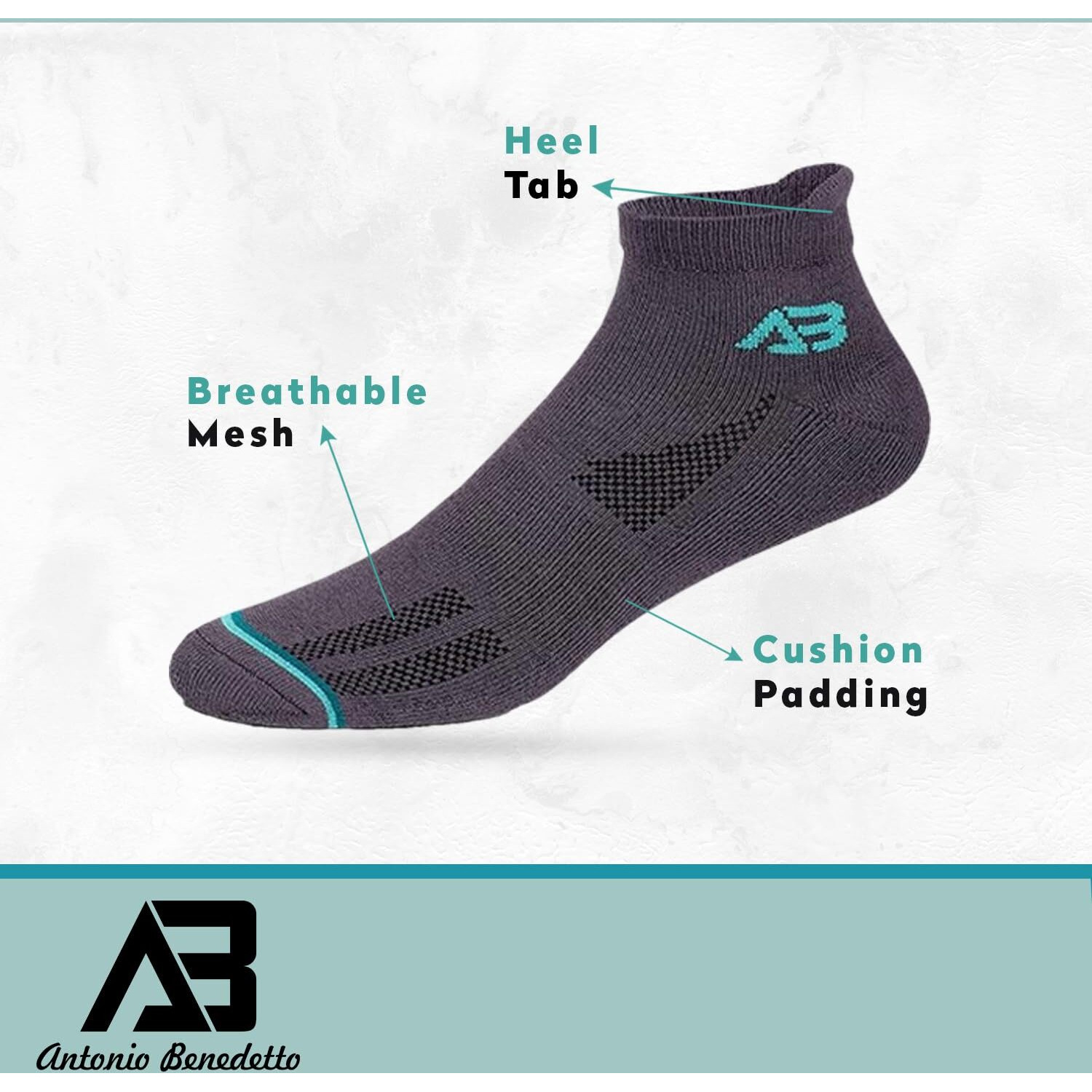 Antonio Benedetto Sports Ankle Length Unisex Socks, Made With Breathable, Anti Odour & Moisture Absorbent Combed Cotton With A Extra Durable Welt, Ideal For All Day Wear, Free Size (Pack Of 4)