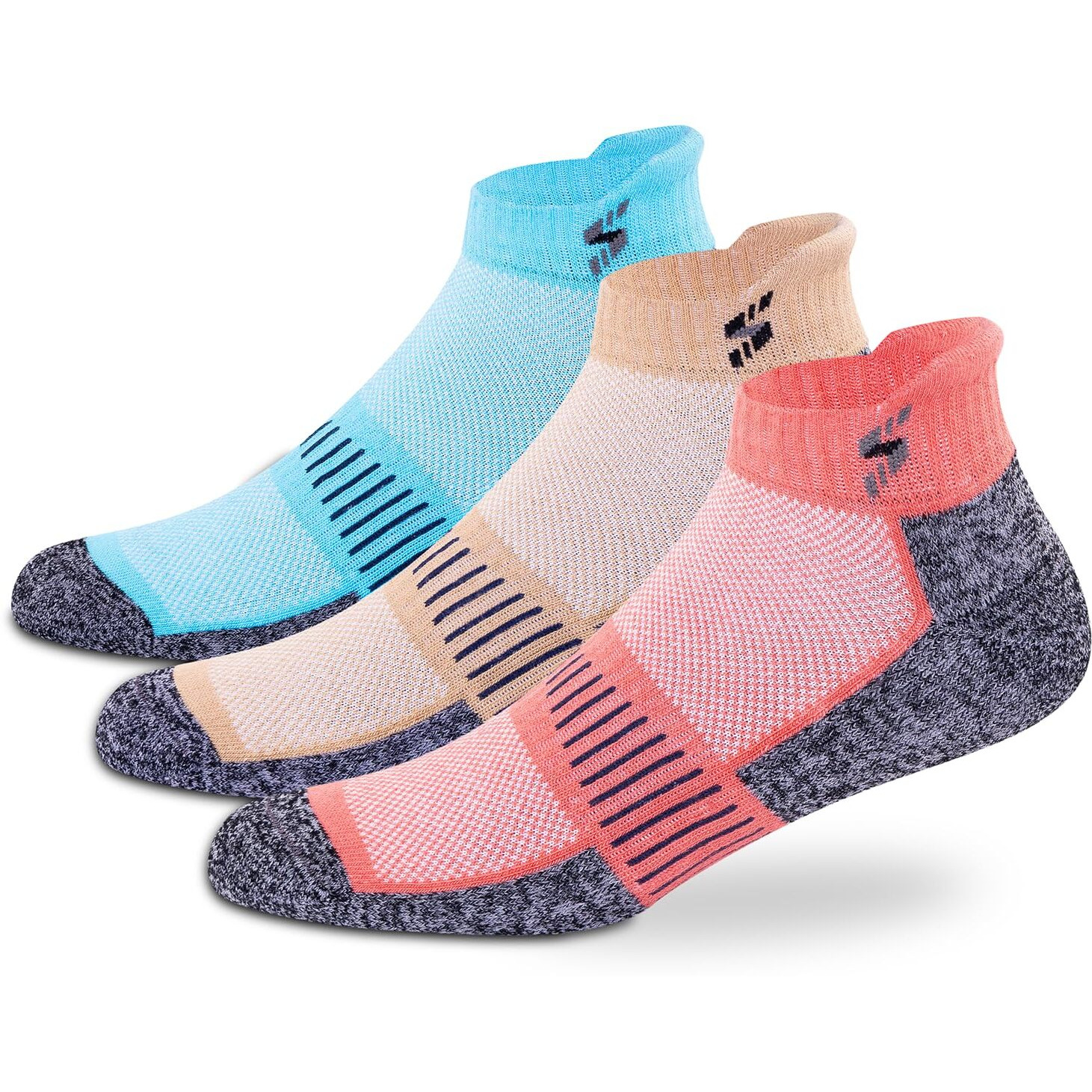 Supersox Anklet Ankle Length Socks For Men & Women (Unisex) Made With Durable, Breathable Cotton, Anti Odour & Anti Bacterial, Running, Sports - Pack Of 3, Free Size (Sky Blue, Beige, Pink)