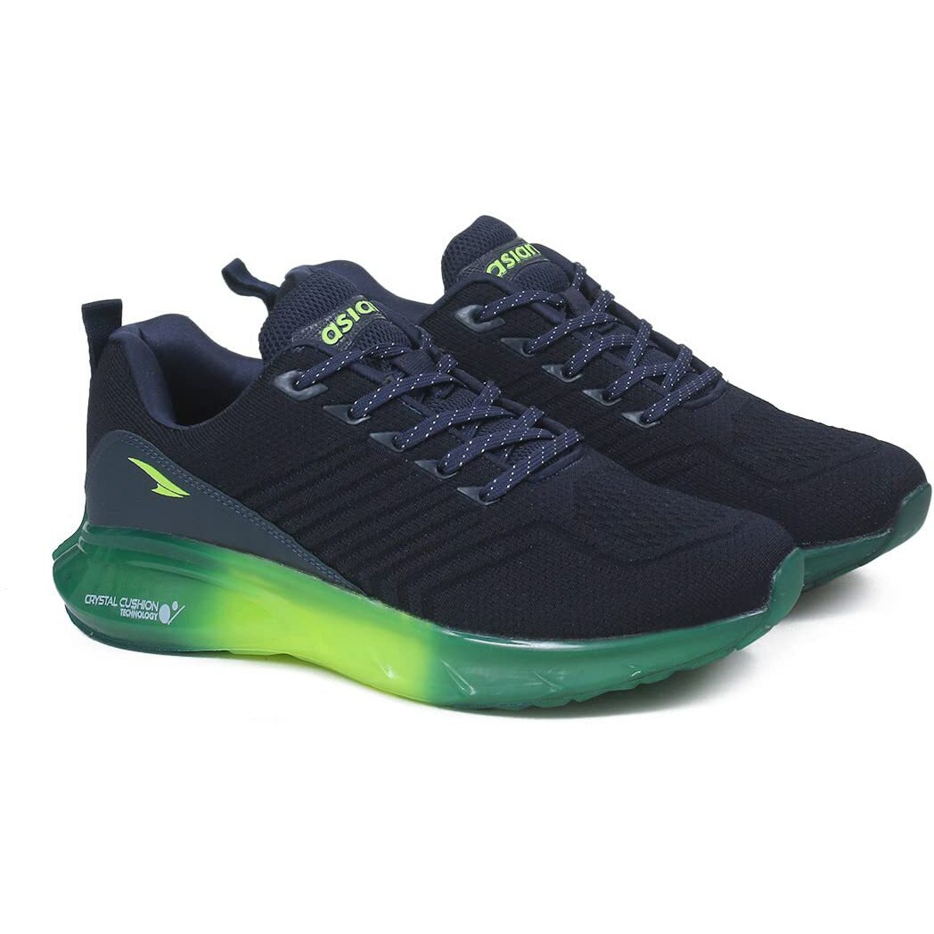 Asian Crystal-13 Sports & Casual Shoes With Crystal Cushion Technology Lightweight Sneaker For Men & Boys Navy,Green
