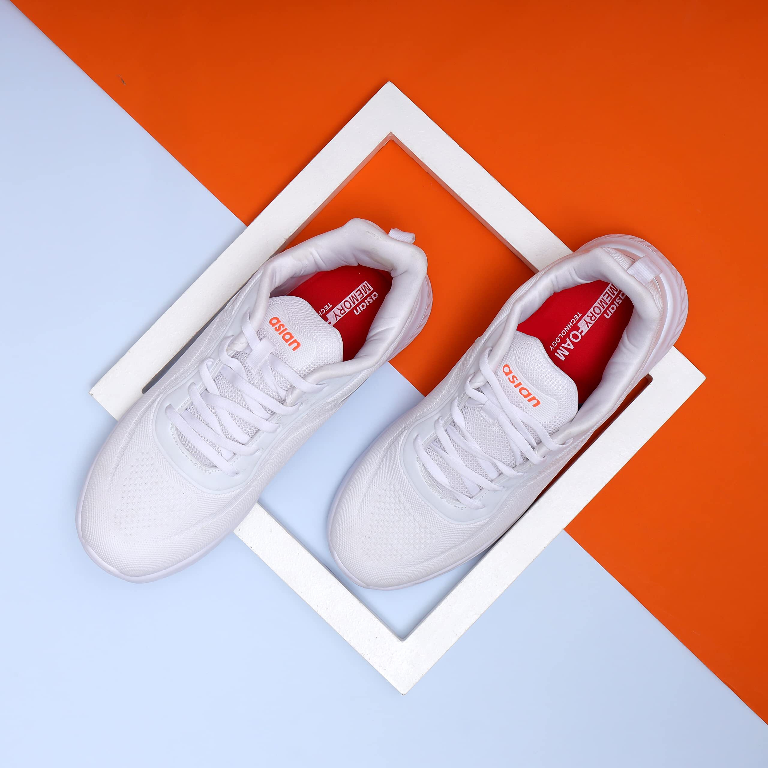 Asian Delta-20 Wonder Sports & Casual Sneaker Lightweight Lace-Up Shoes For Men's & Boy's, White - 8 Uk
