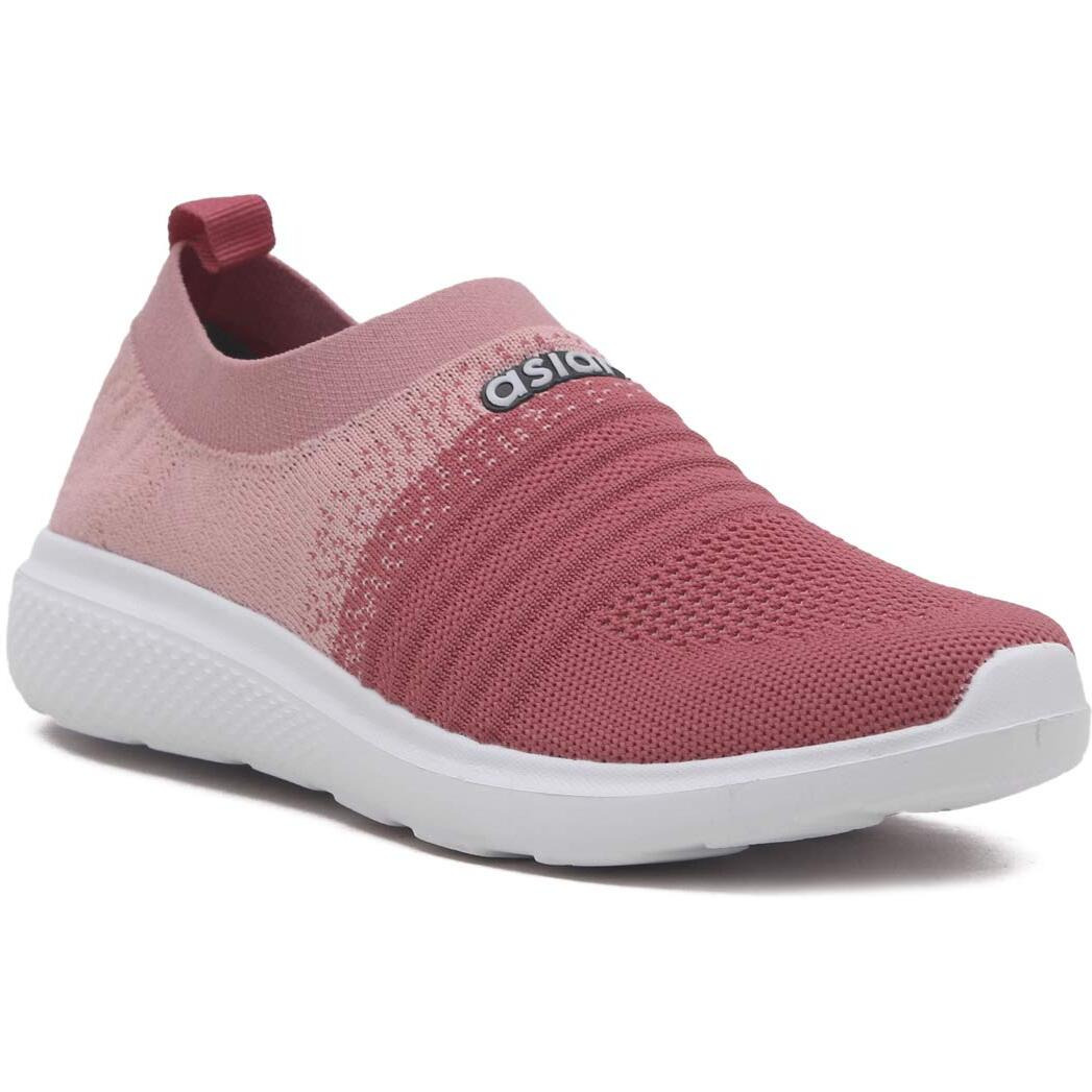 Asian Women's Elasto-02 Knitted,Sports,Walking,Slipon Shoes Peach