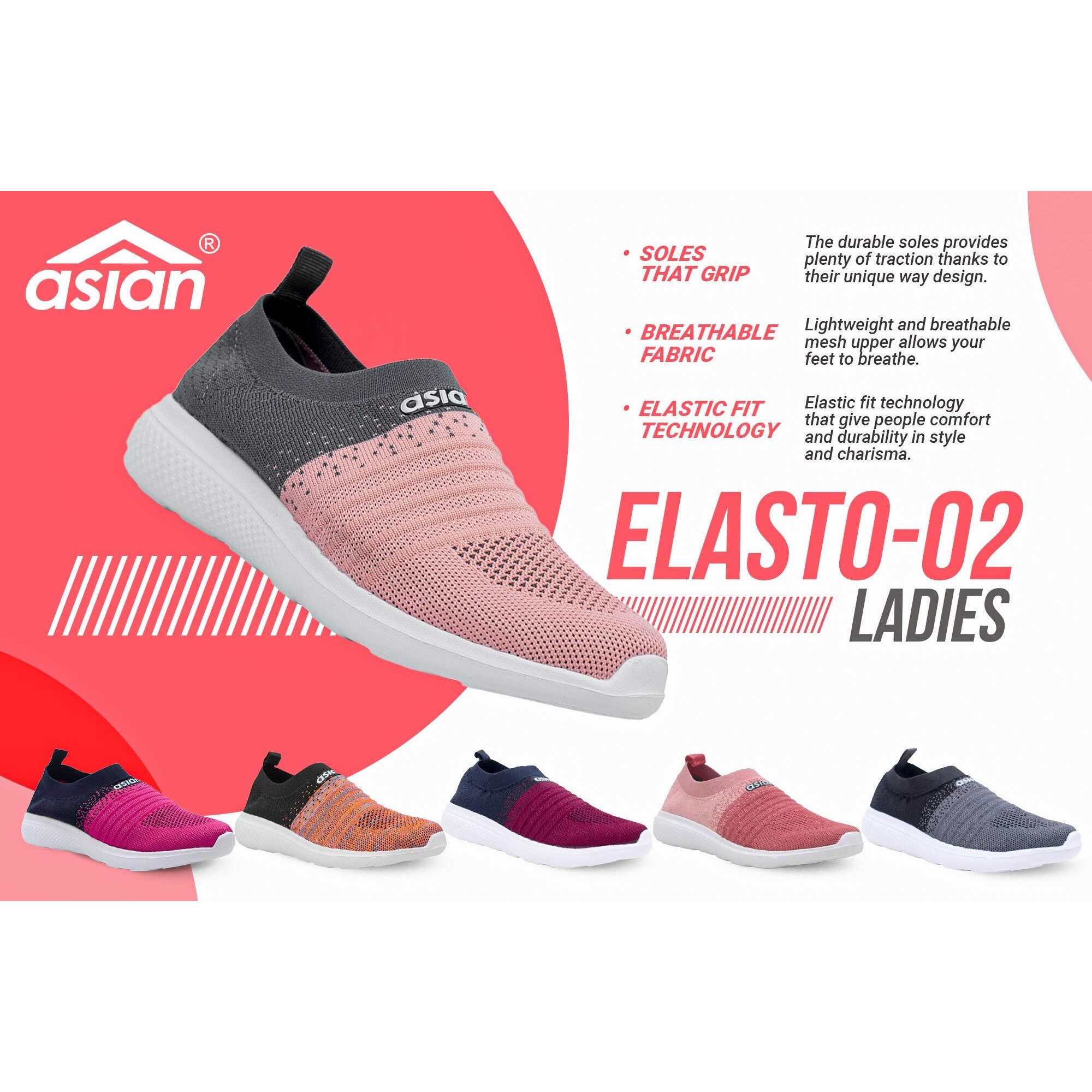 Asian Women's Elasto-02 Knitted Sports Shoes (Grey)