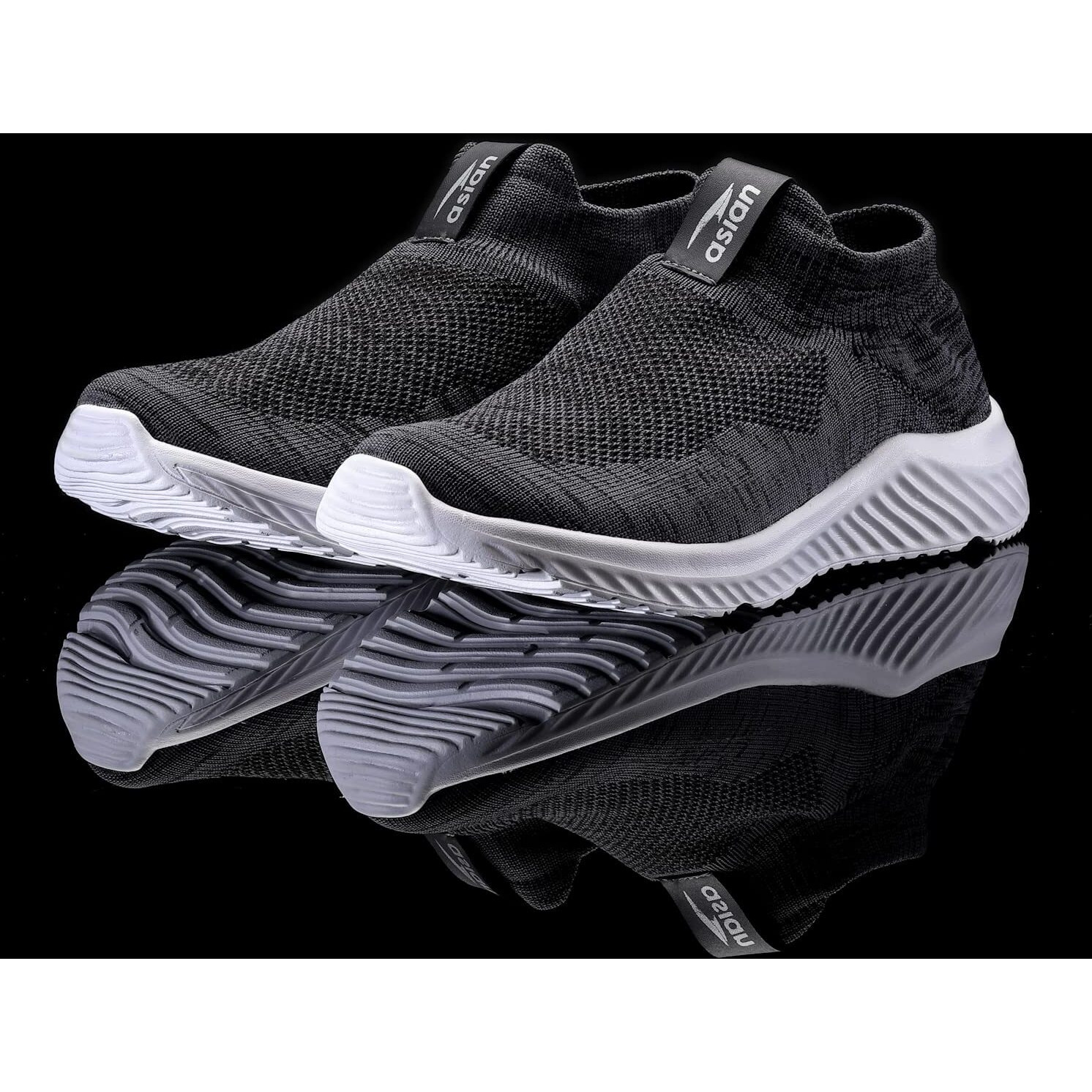 Asian Moonwalk-01 Sports Walking/Running & Gym Shoes With Eva Sole Extra Jump Slip-On Shoes For Men's & Boy's Dark Grey