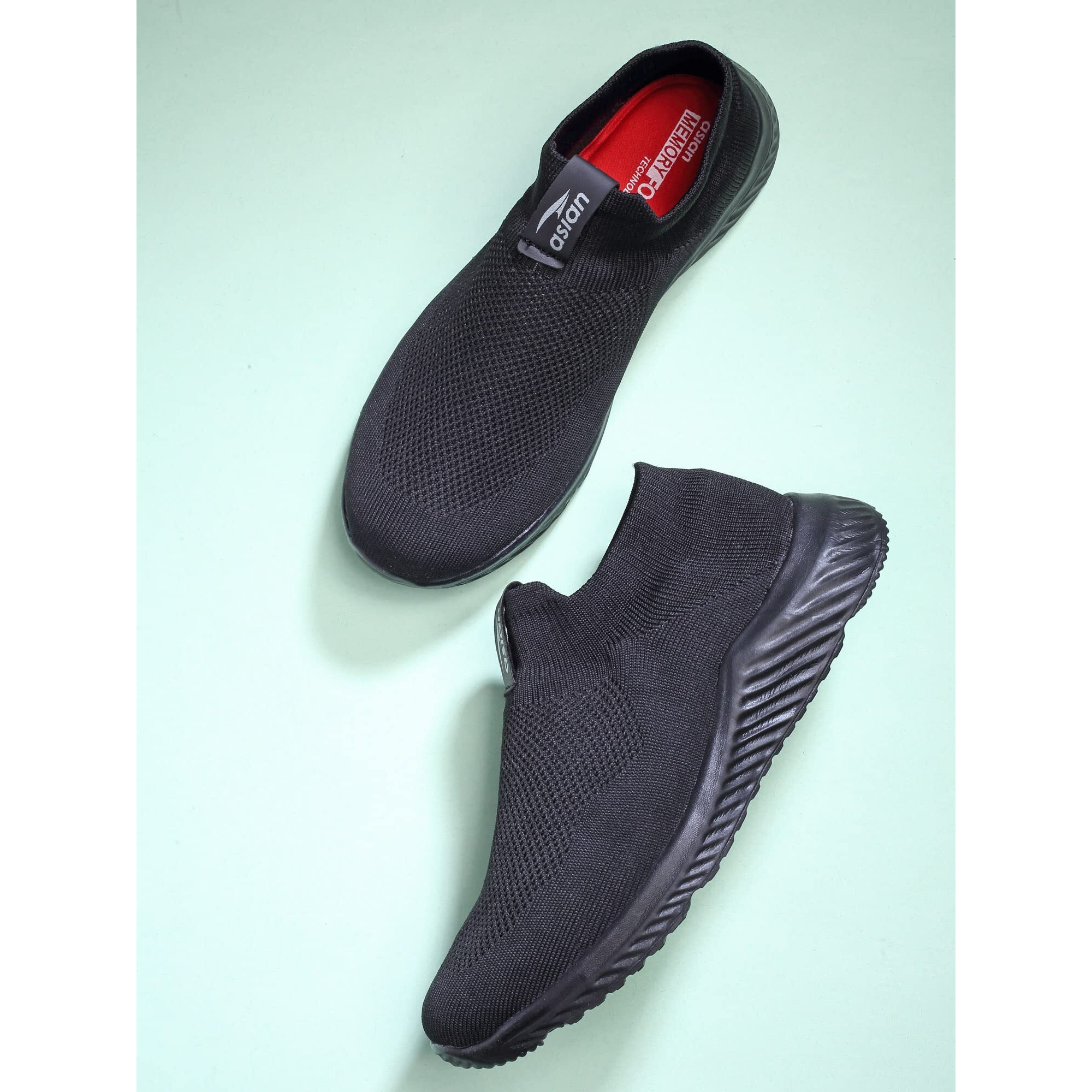 Asian Moonwalk-01 Sports Shoes With Eva Sole Extra Jump Casual Slip-On Shoes For Men's & Boys-Uk9 Full Black