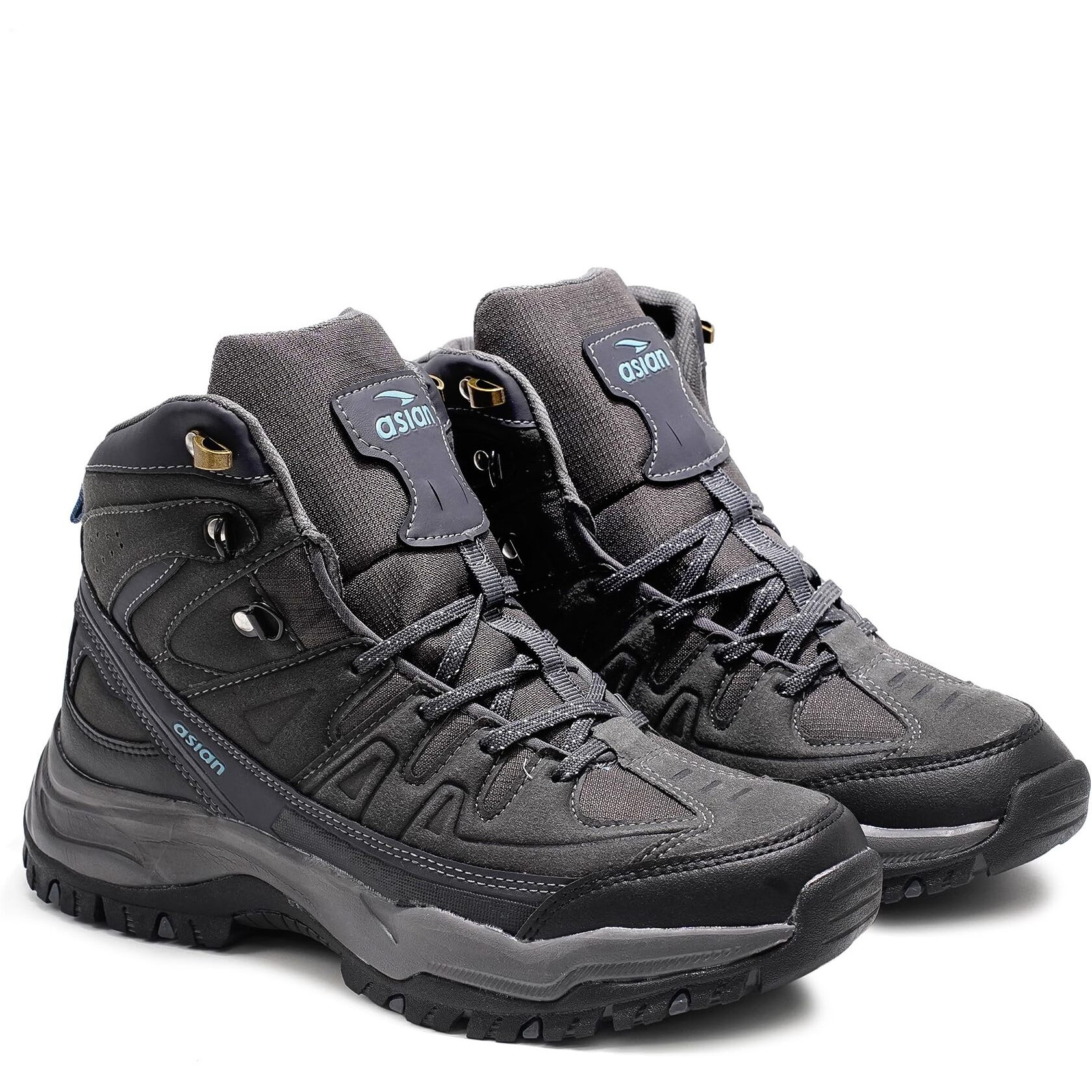 Asian Men's Everest-22 Sports Trekking & Hiking,Walking Hi-Neck Shoes With Rubber Outsole & Memory Foam Insole Lace-Up Shoes For Men's & Boy's Dark Grey