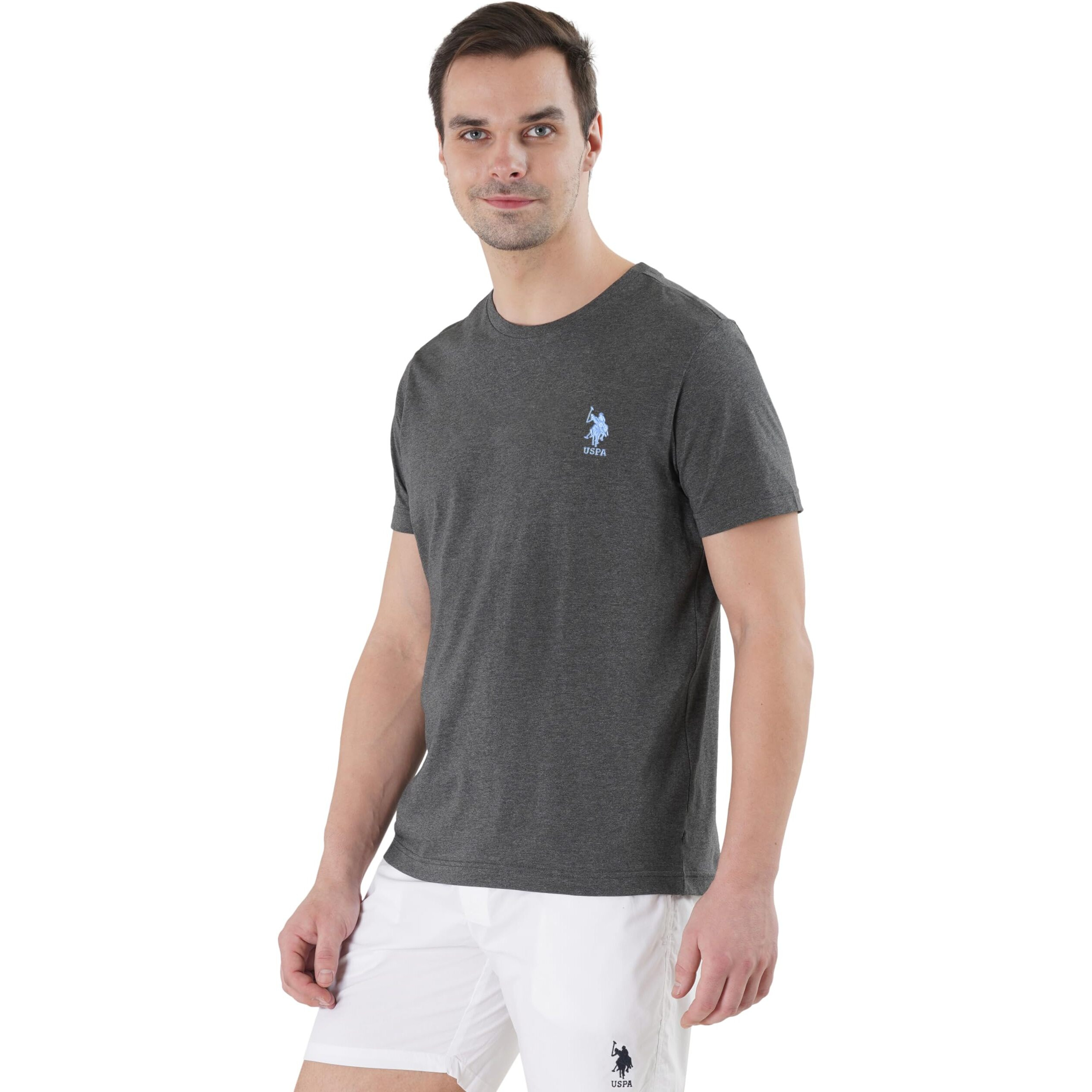 U.S. Polo Assn. Men's Regular Fit Crew Neck Embroidered Logo I633 Lounge T-Shirt - Pack Of 1 (Anthra Mel S)