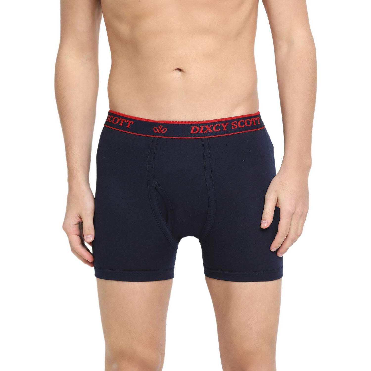 Dixcy Scott Originals MenS Long Cross Trunk Comfort Fit Solid Innerwear Outer Elastic With Spandex(Light Navy Grey Mel Coffee Brown - Pack Of 3 )-L