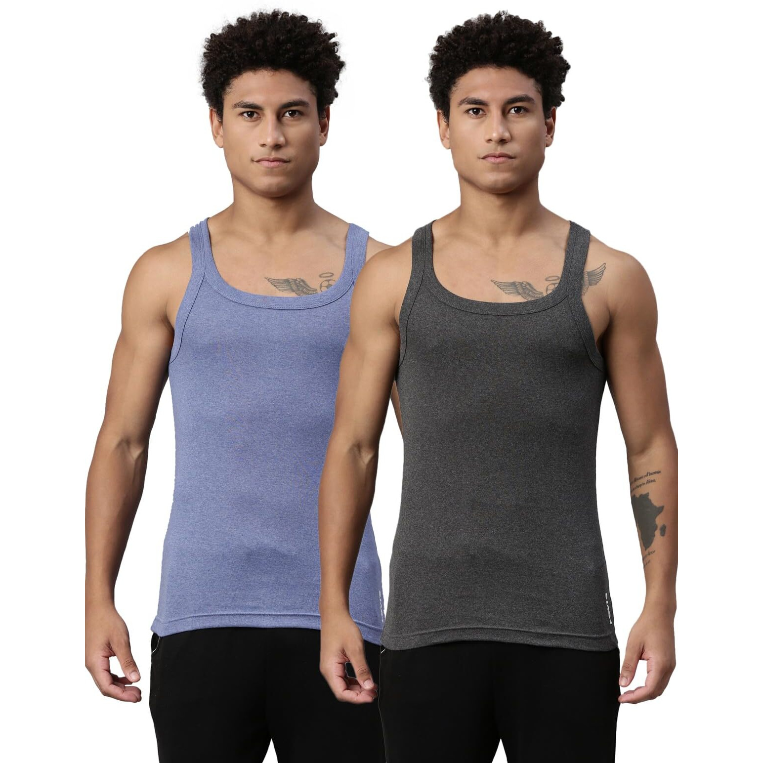 Levi's Men's Style 015 Sports Regular Fit Solid (015-Vest_Dk. Grey, Blue Melange_Xl)