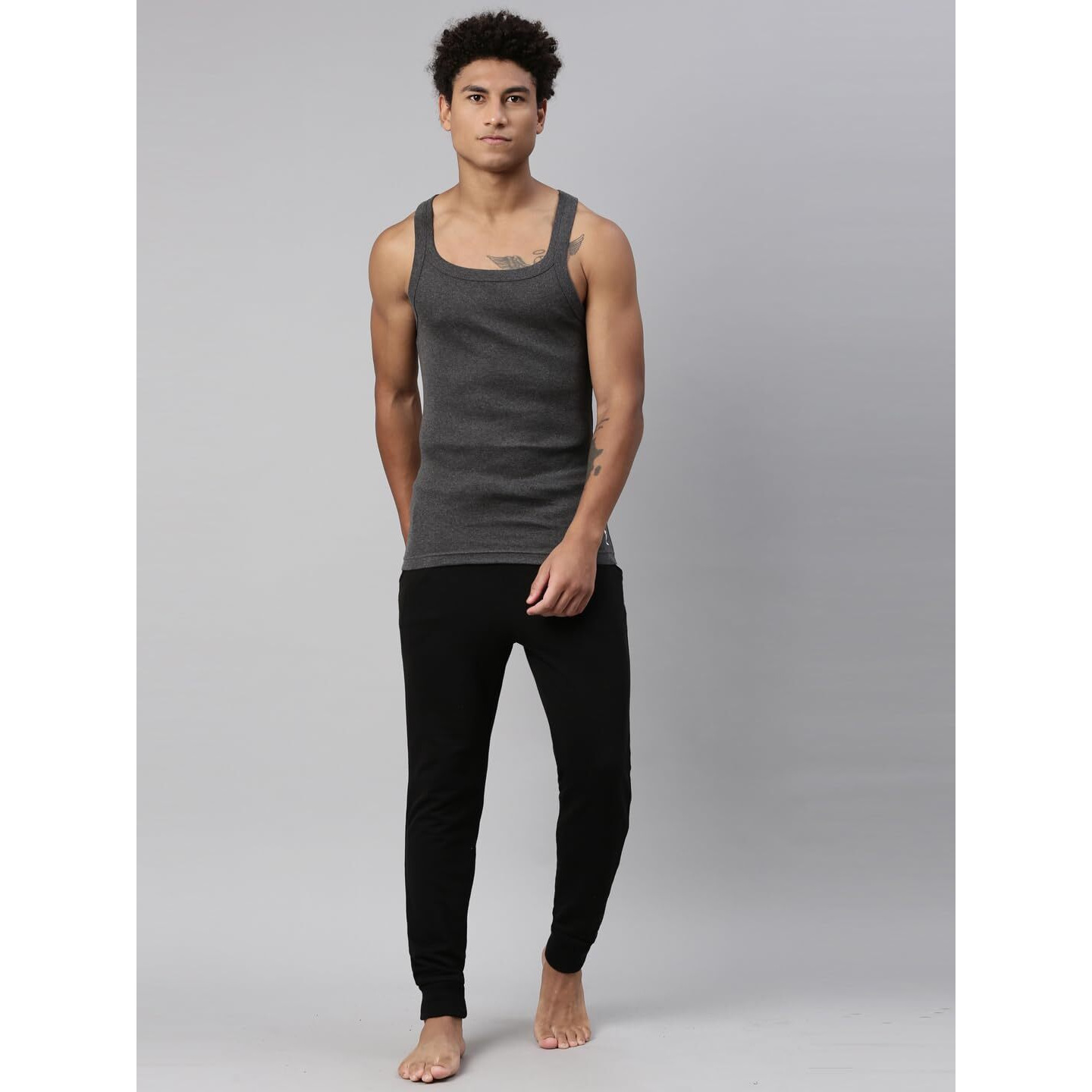 Levi's Men's Style 015 Sports Regular Fit Solid (015-Vest_Dk. Grey, Blue Melange_Xl)