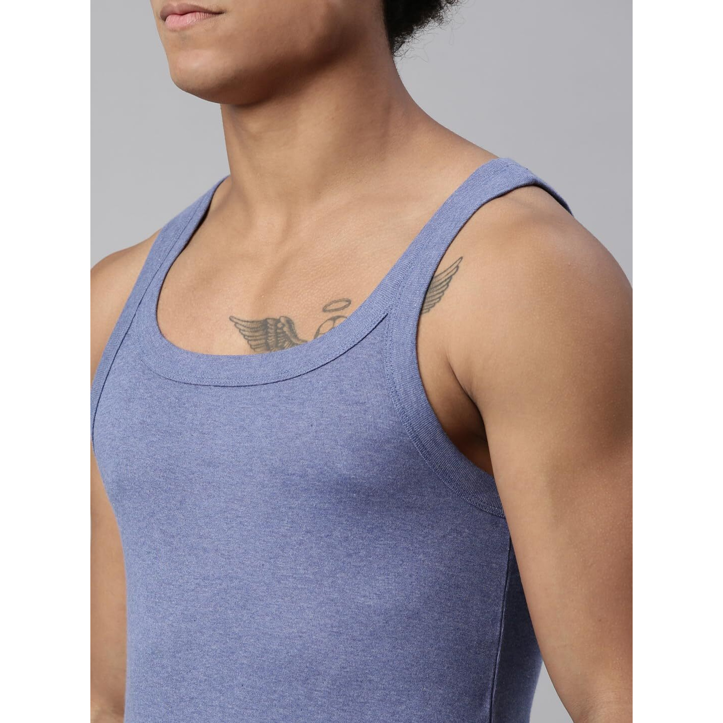 Levi's Men's Style 015 Sports Regular Fit Solid (015-Vest_Dk. Grey, Blue Melange_Xl)