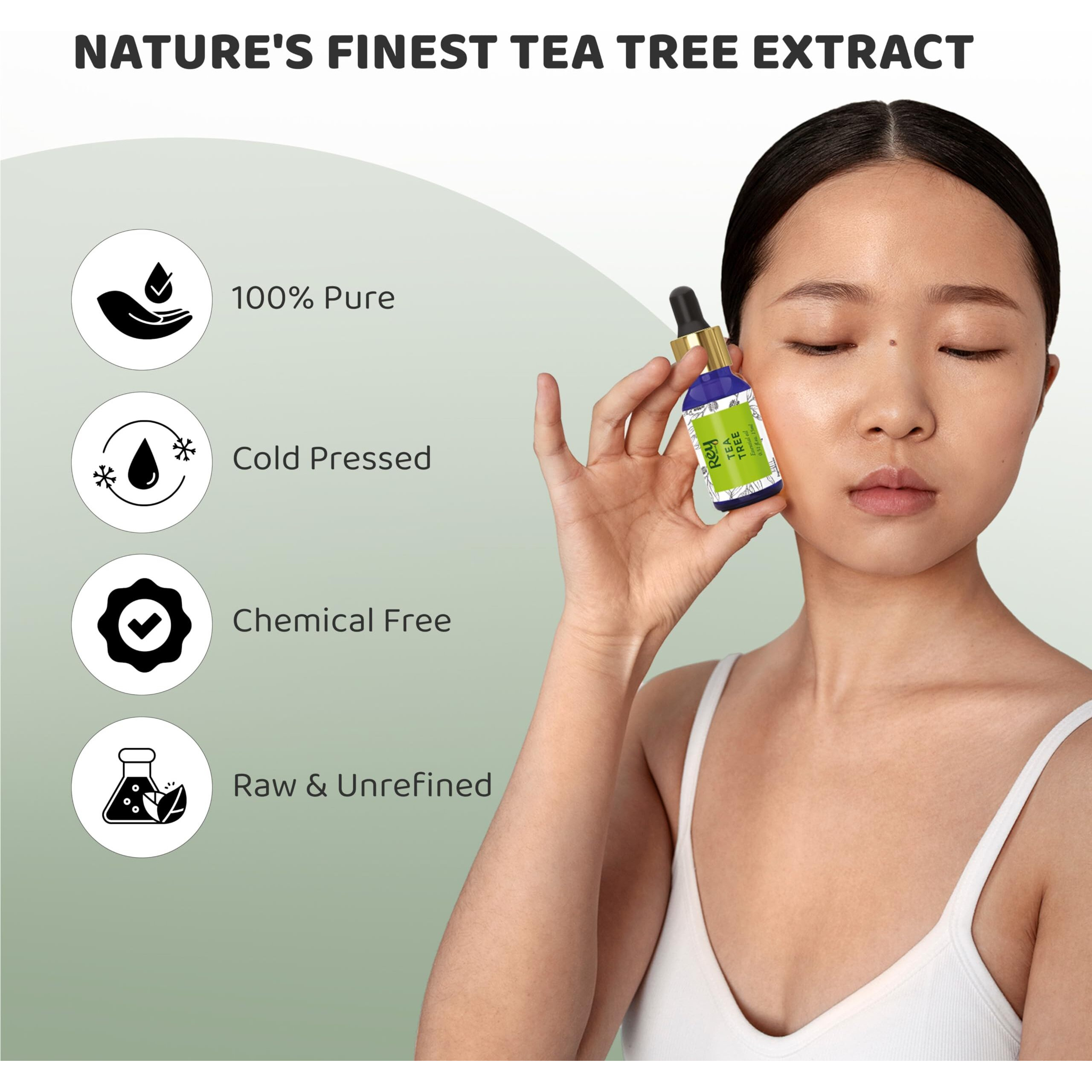 Rey Naturals Tea Tree Essential Oil | Tea Tree Oil For Hair | Tea Tree Oil For Face | Tea Tree Oil For Skin | Tea Tree Hair Oil | Tea Tree Oil For Dandruff | Tea Tree Oil For Fungal Infection - 15Ml*2
