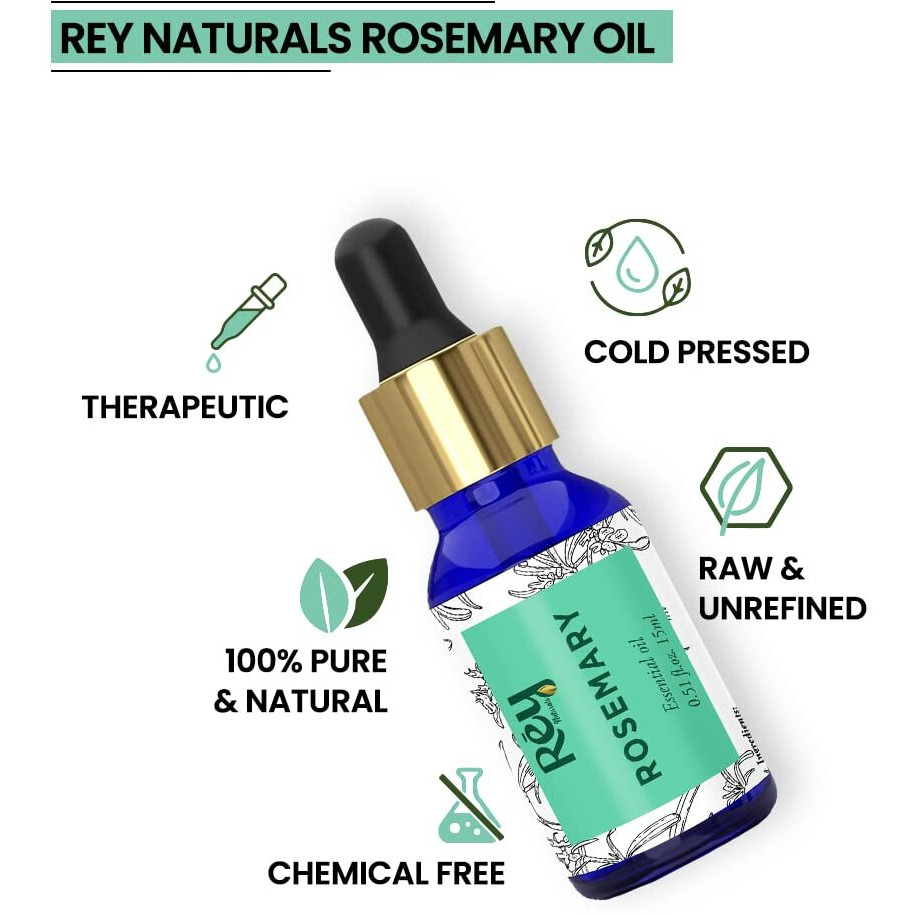 Rey Naturals Lavender Essential Oil, Tea Tree Oil & Rosemary Oil For Hair Growth, Aromapathy, Dandruff & Acne | Essential Oil Set For Face, Skin & Hair Care| For All Skin & Hair Types -15Ml*3