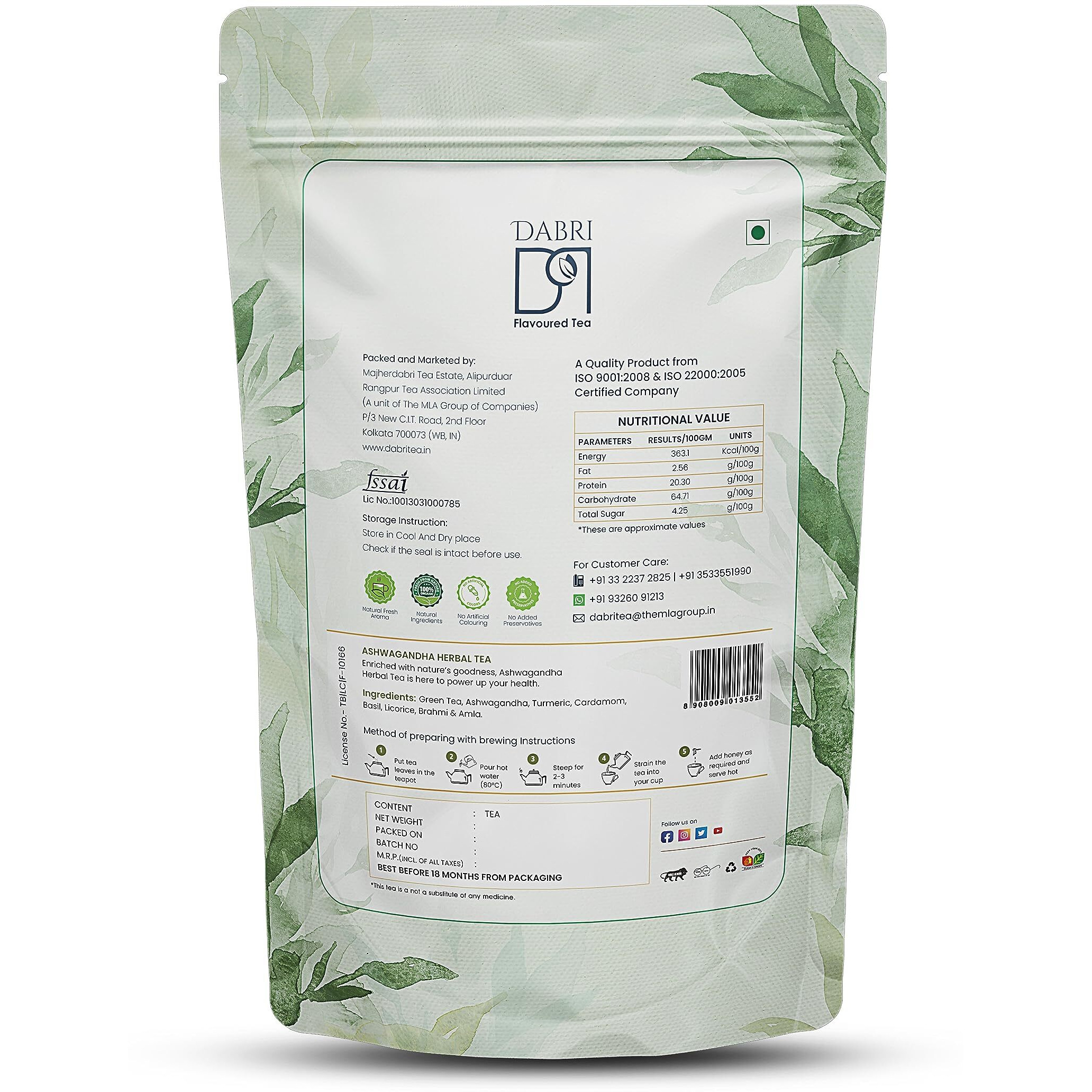 Dabri Ashwagandha Herbal Tea | Cognitive Support | Detoxifies Body | Releases Anxiety | Relieve Tension & Regain Equilibrium (100 Gm Pouch)