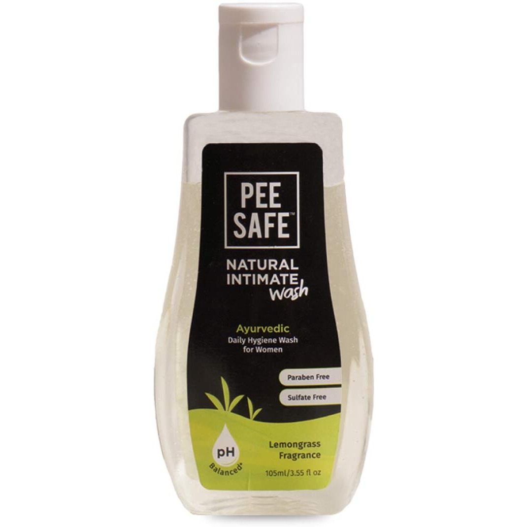 Pee Safe Intimate Wash For Women Natural Ayurvedic With Lemongrass Fragnance And 100% Alcohol-Free - 105 Ml (Pack Of 3) | Goodness Of Tea Tree Essential Oil | Prevents Itchiness, Irritation, & Dryness
