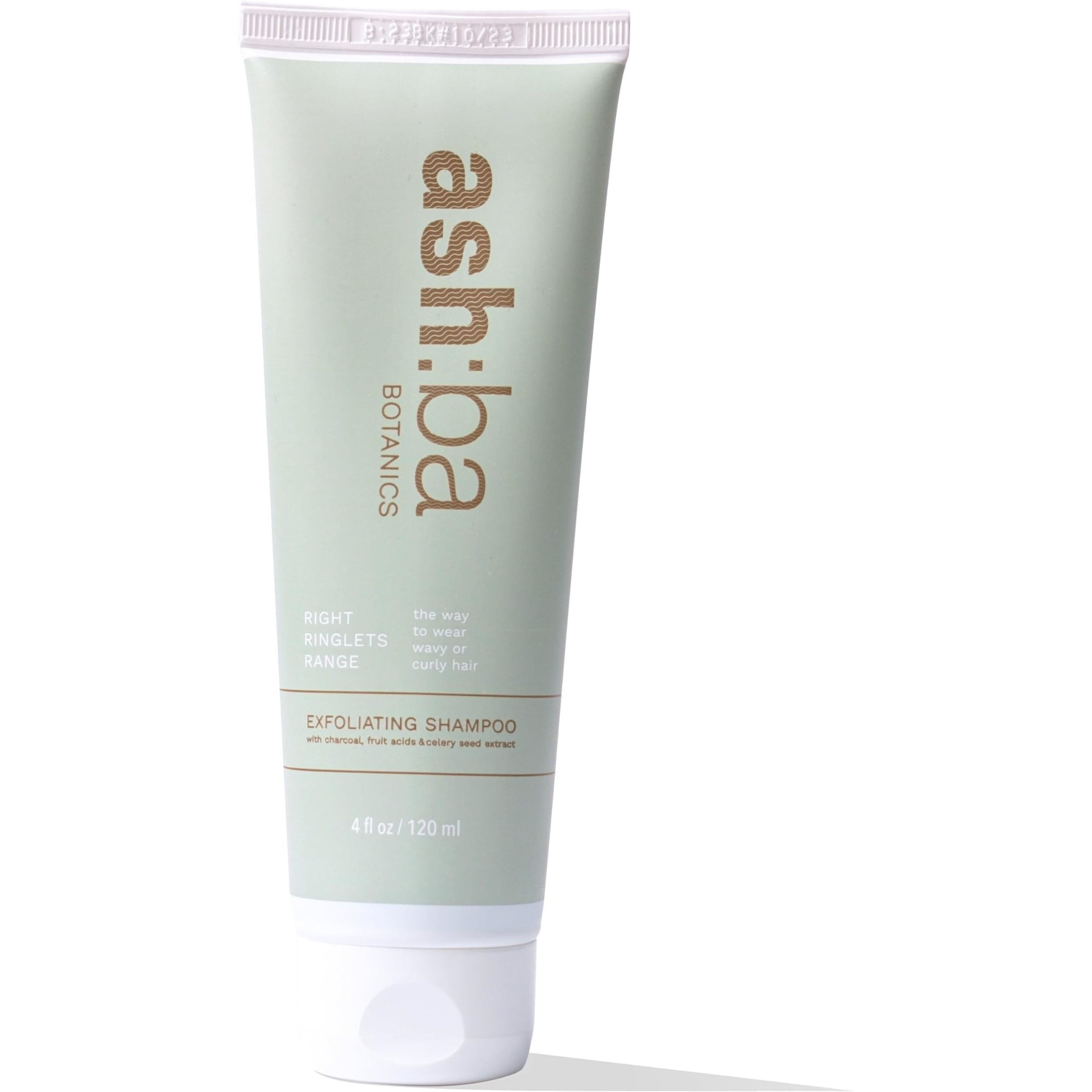 Ashba Botanics Exfoliating Shampoo For Women & Men With Curly & Wavy Hair | Natural Ahas, Tea Tree, Peppermint, Rosemary & Charcoal Gently Cleanses, Removes Buildup & Dandruff | No Itchy Scalp 120Ml
